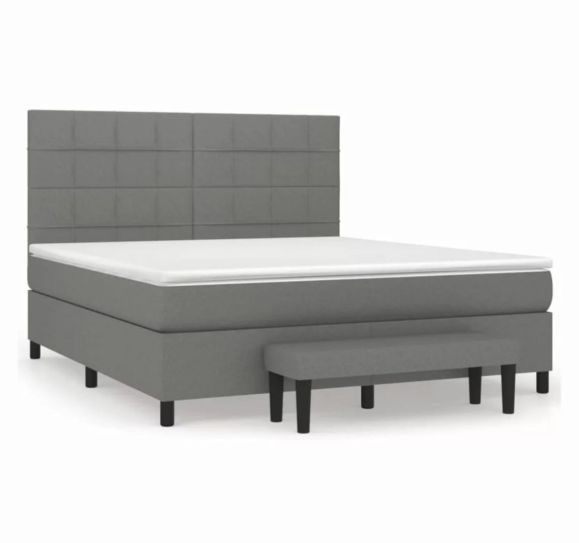 vidaXL Boxspringbett Boxspringbett mit Matratze Dunkelgrau 160x200 cm Stoff günstig online kaufen