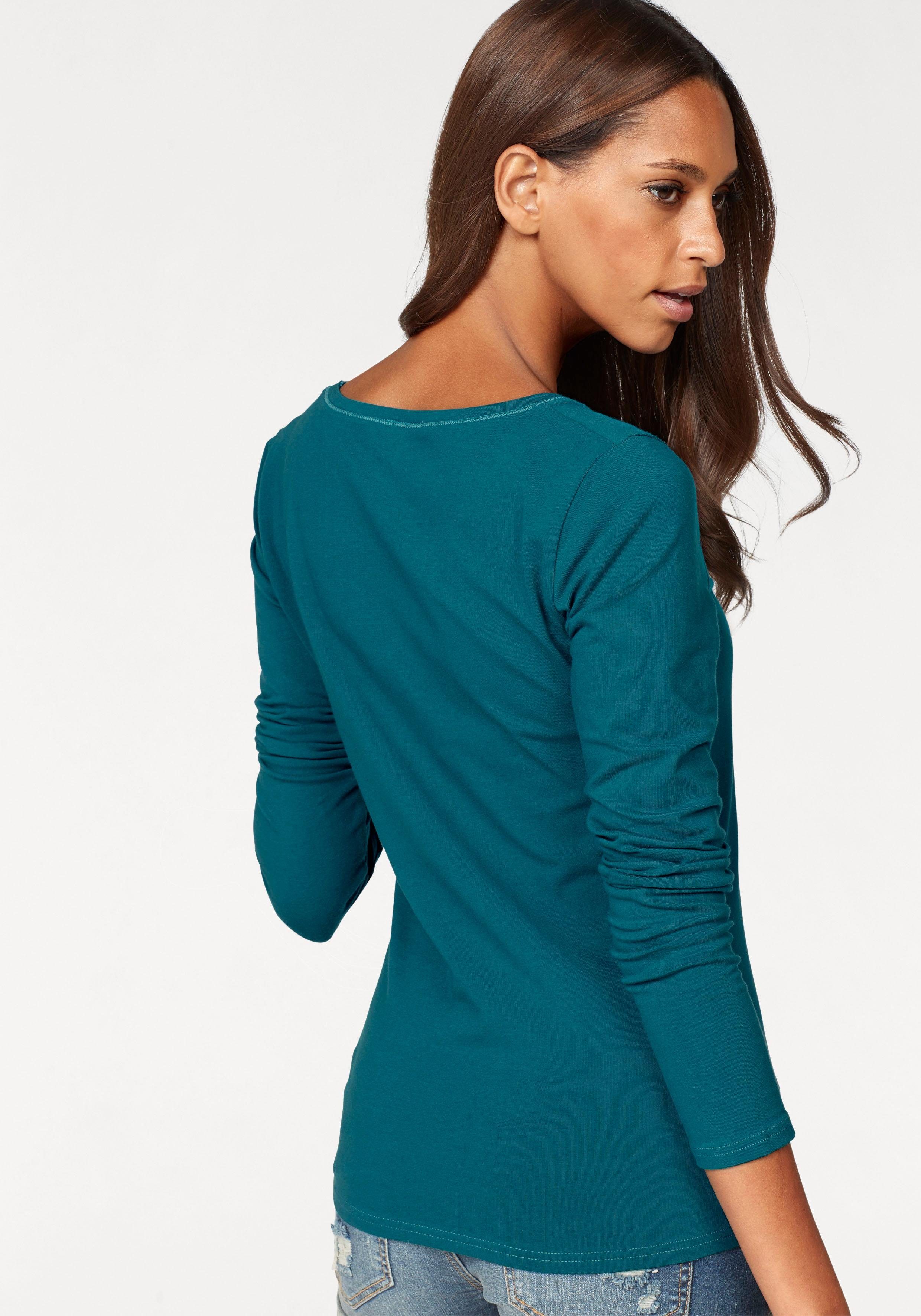 Vivance Langarmshirt "aus elastischer Baumwoll-Qualität", (2er-Pack) günstig online kaufen