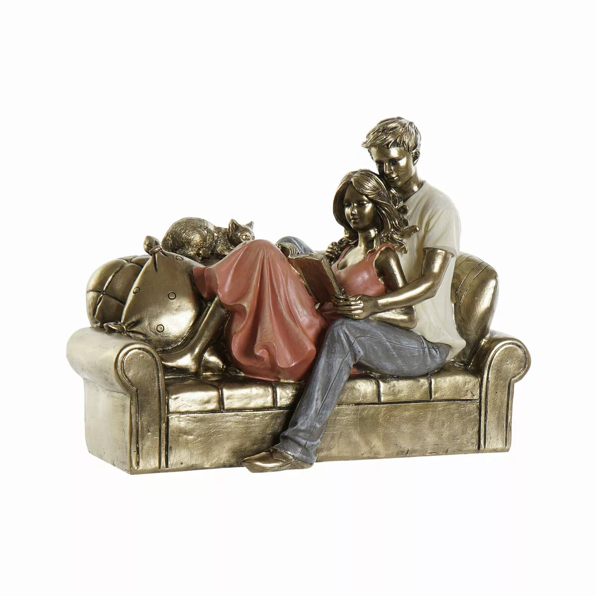 Deko-figur Dkd Home Decor Golden Harz Moderne Ehepaar (22 X 11 X 16,5 Cm) günstig online kaufen
