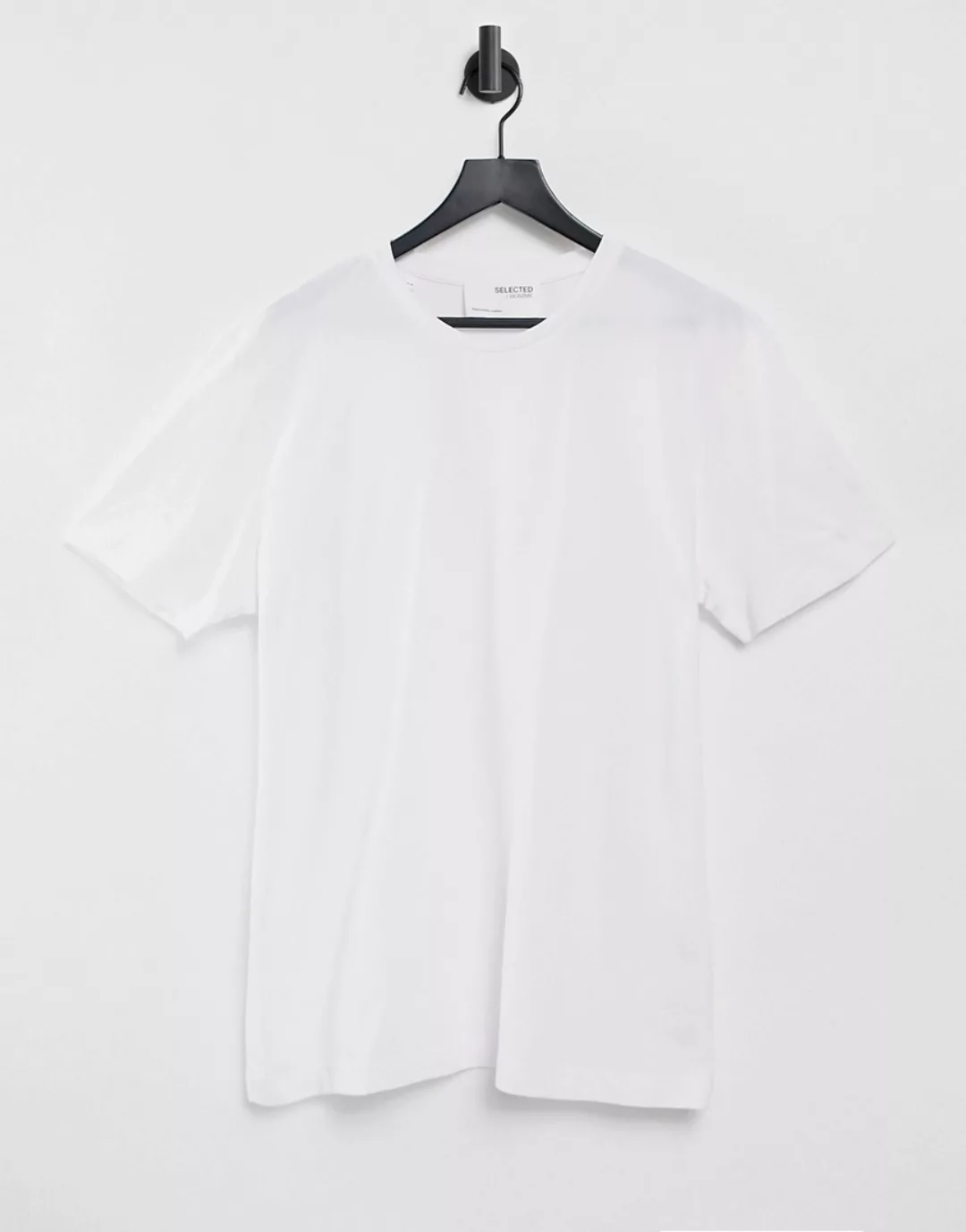 Selected Homme – Locker geschnittenes Pikee-T-Shirt in Weiß günstig online kaufen
