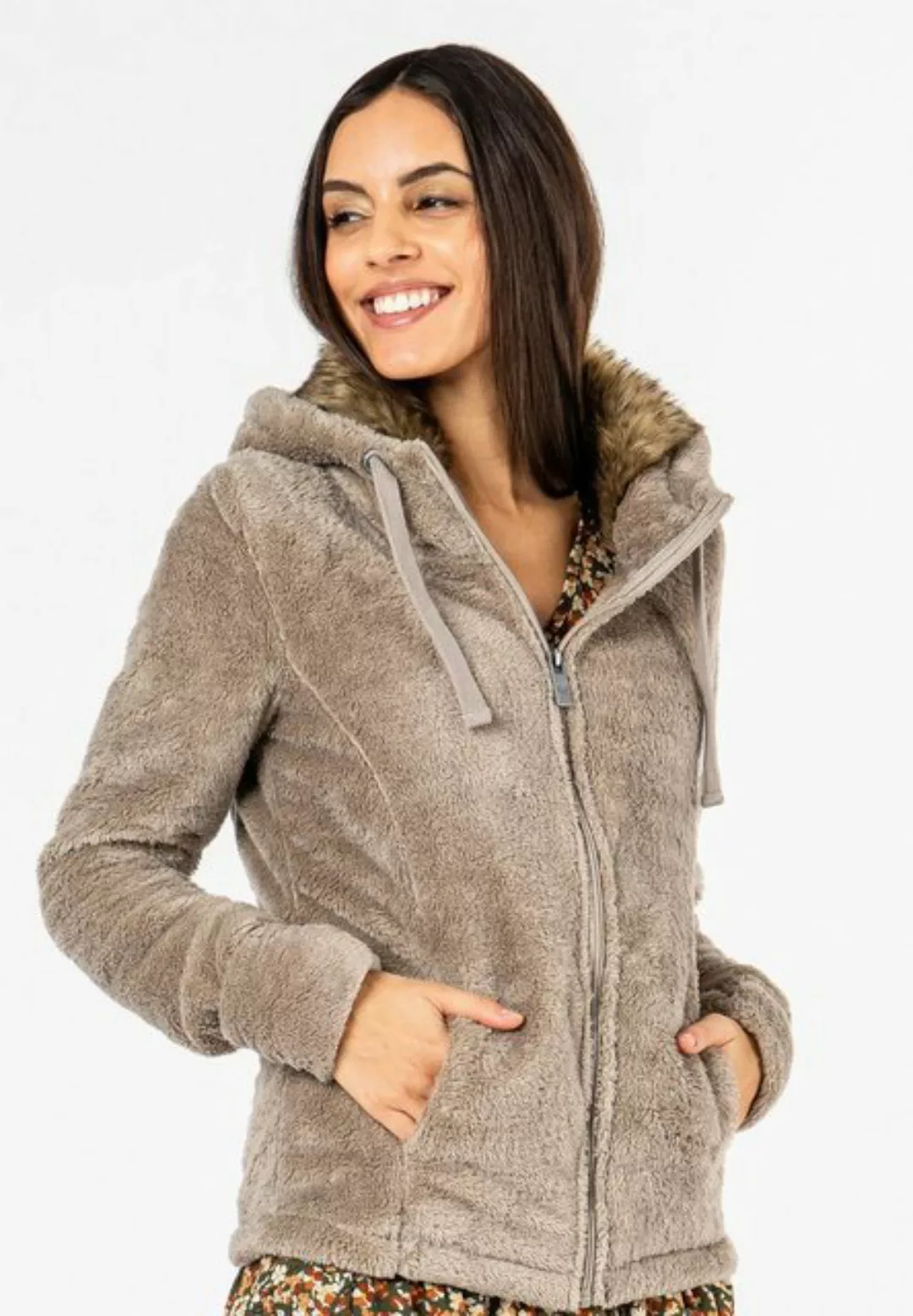 SUBLEVEL Fleecejacke Damen Fleecejacke mit Kunstfell günstig online kaufen