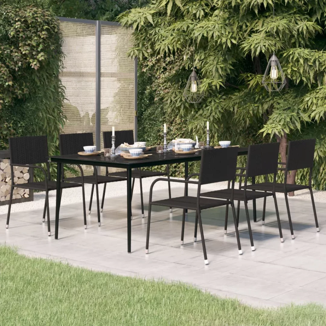 Vidaxl Garten-esstisch Schwarz 200x100x74 Cm Stahl Und Glas günstig online kaufen