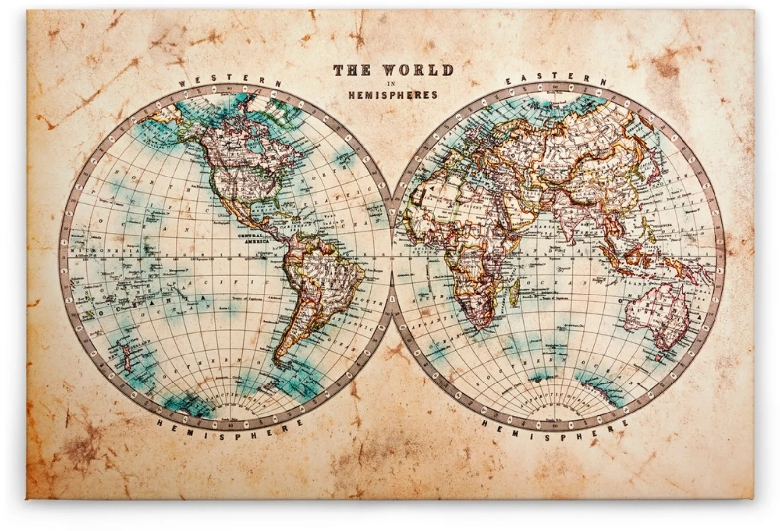 A.S. Création Leinwandbild "Hemispheres", Weltkarte, (1 St.) günstig online kaufen
