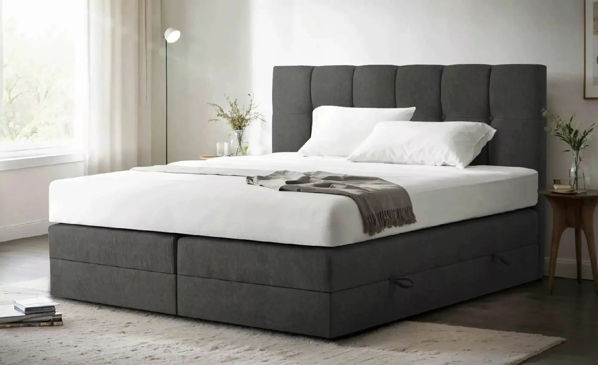 Boxspringbett mit Bettkasten Leeds ¦ grau ¦ Maße (cm): B: 140 H: 121 Betten günstig online kaufen