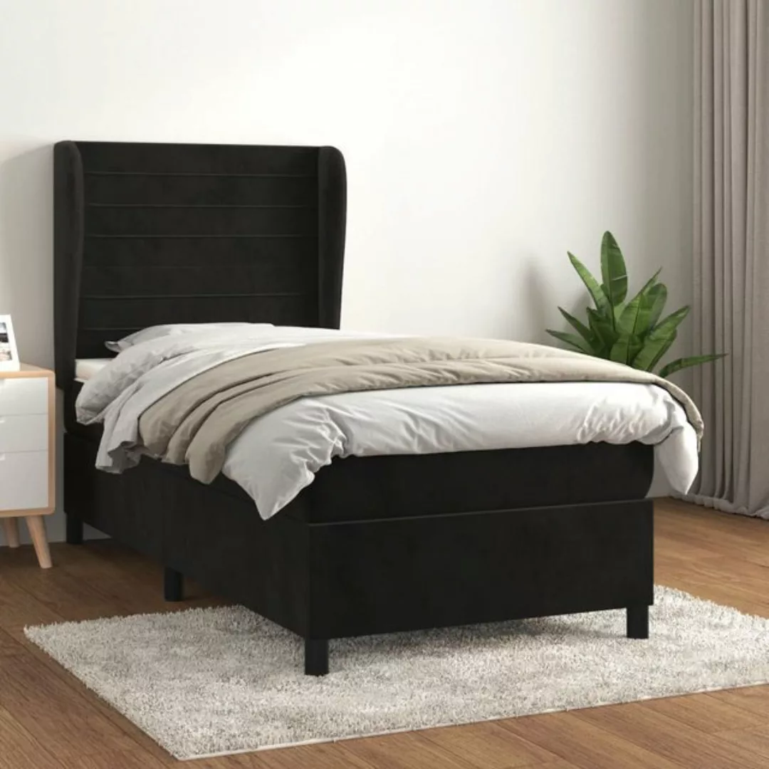 vidaXL Bett Boxspringbett mit Matratze Schwarz 90x190 cm Samt günstig online kaufen