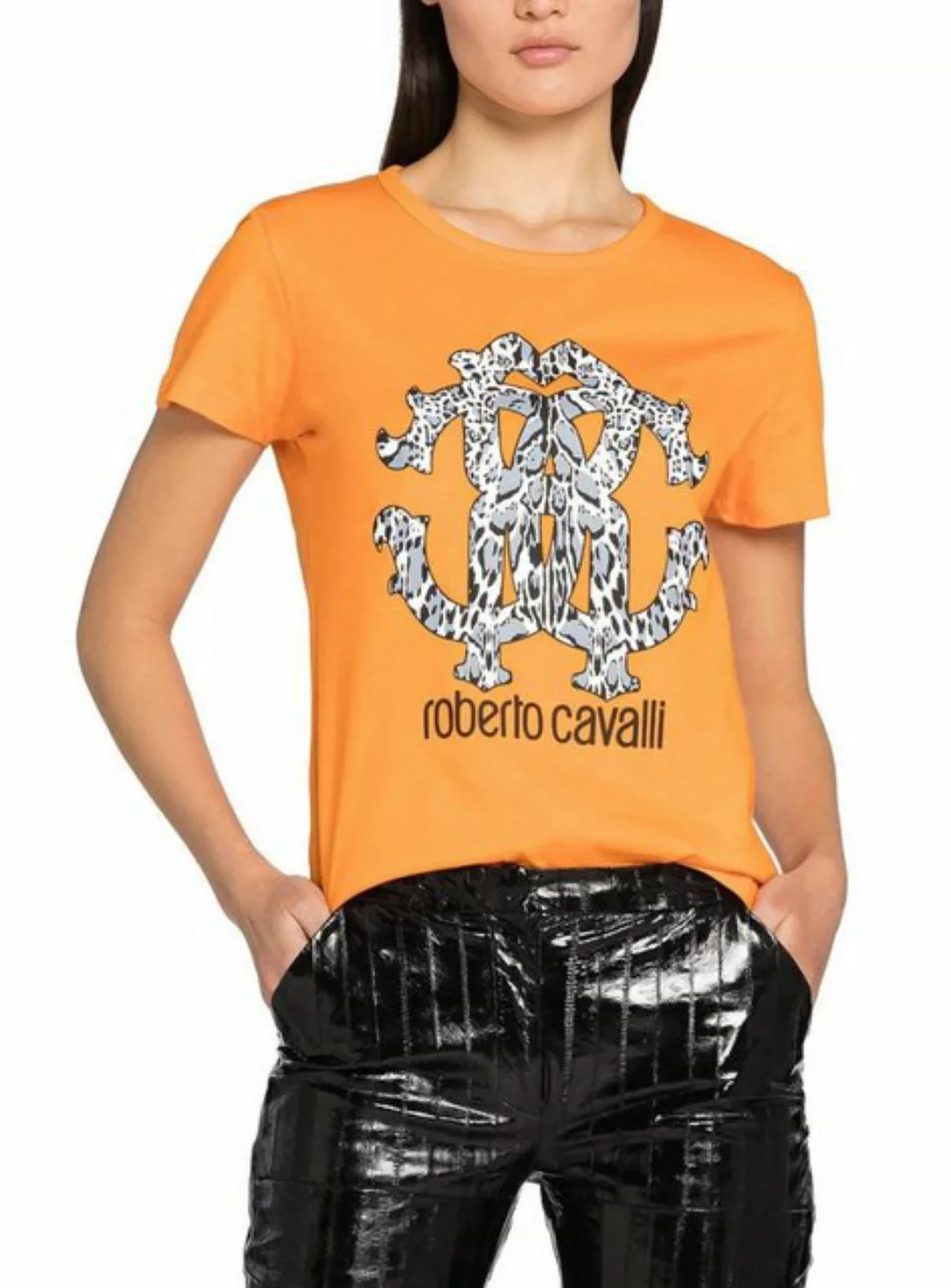 roberto cavalli T-Shirt ROBERTO CAVALLI RC LYNX-PRINT MONOGRAM COTTON T-SHI günstig online kaufen
