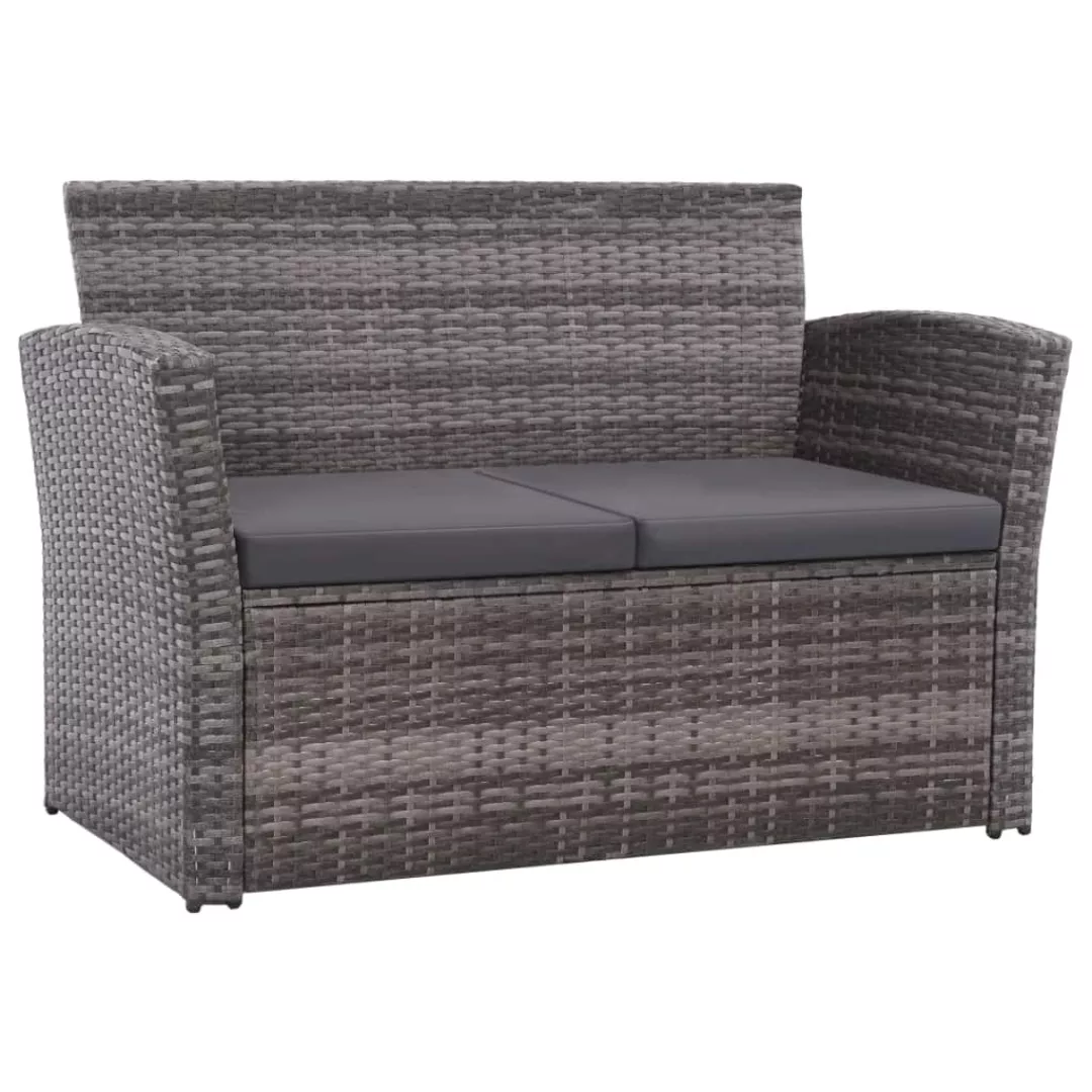 4-tlg. Garten-lounge-set Mit Auflagen Poly Rattan Grau günstig online kaufen