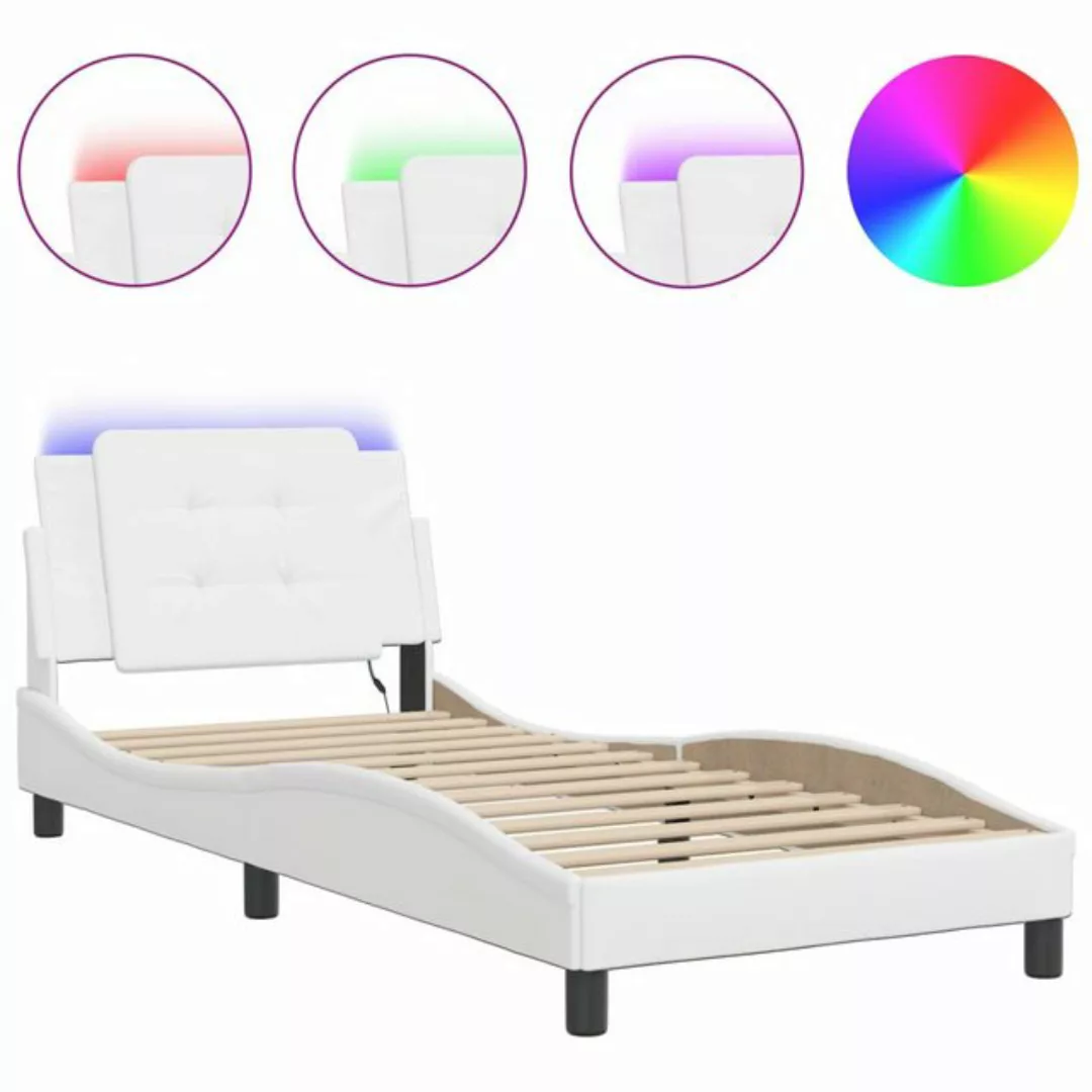 vidaXL Bett Bettgestell mit Kopfteil Weiß und Schwarz 90x190 cm Kunstleder günstig online kaufen