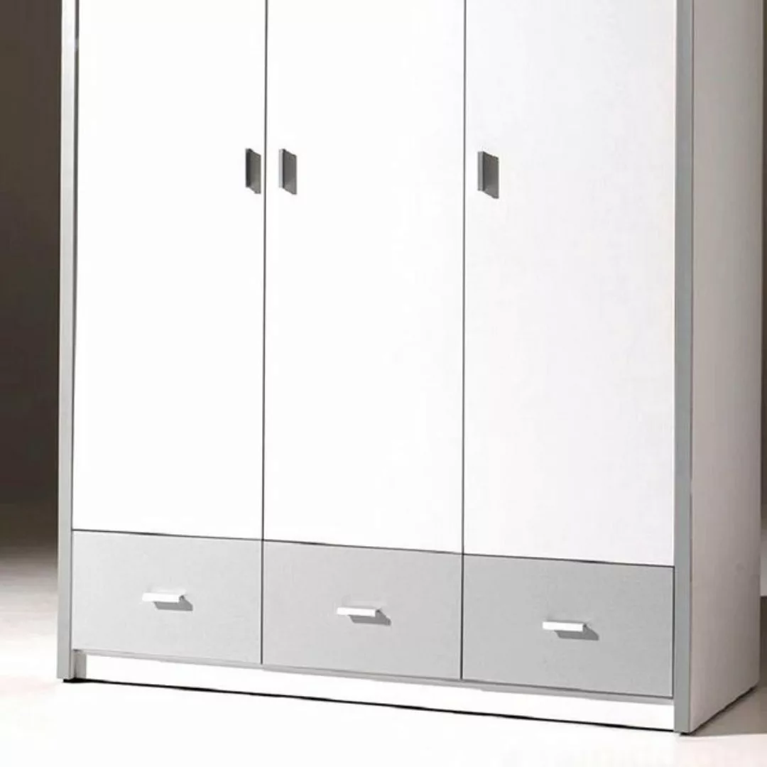 Lomadox Kleiderschrank 3-türig, 100cm breit, in weiß/grau günstig online kaufen
