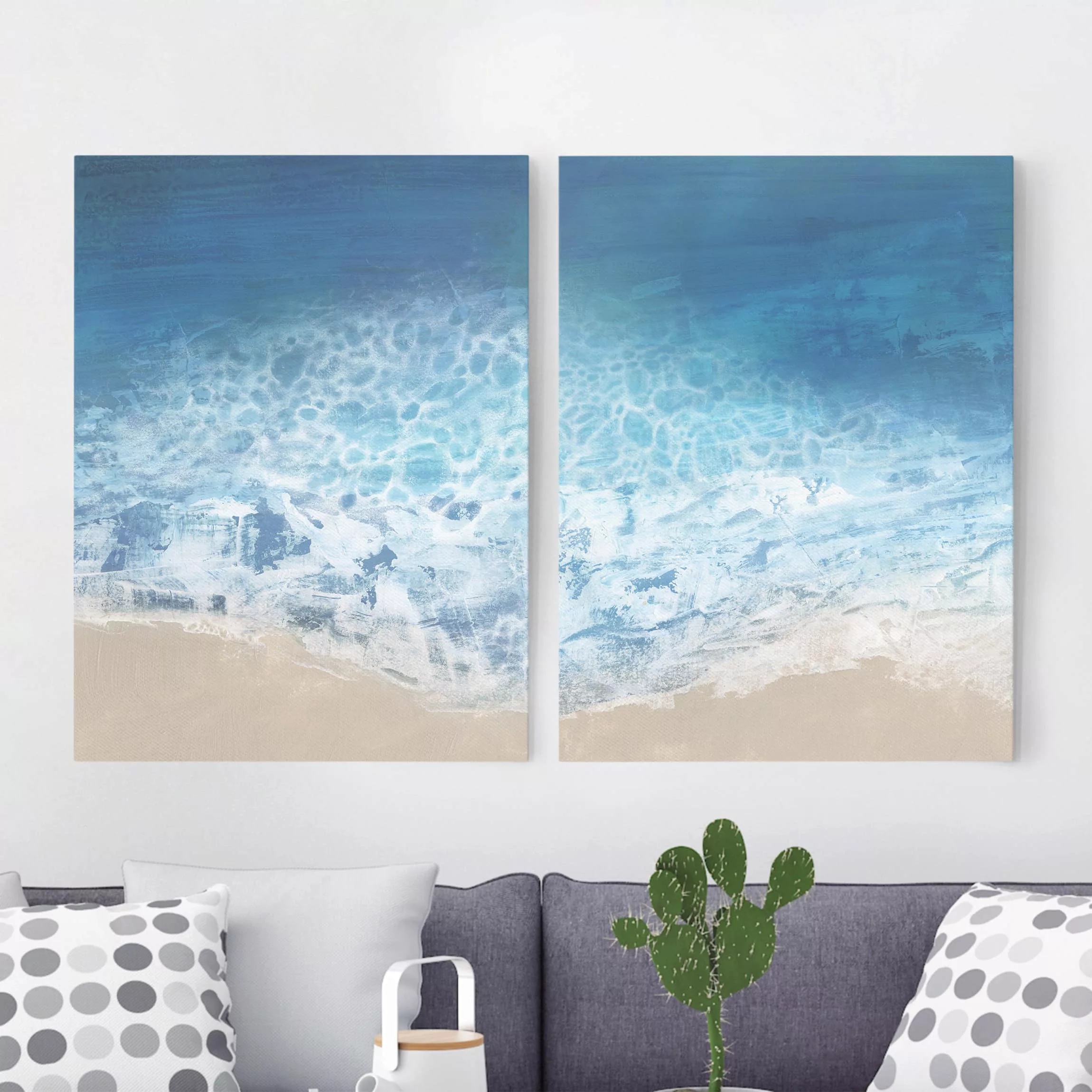 2-teiliges Leinwandbild Strand Ebbe und Flut in Farbe Set I günstig online kaufen