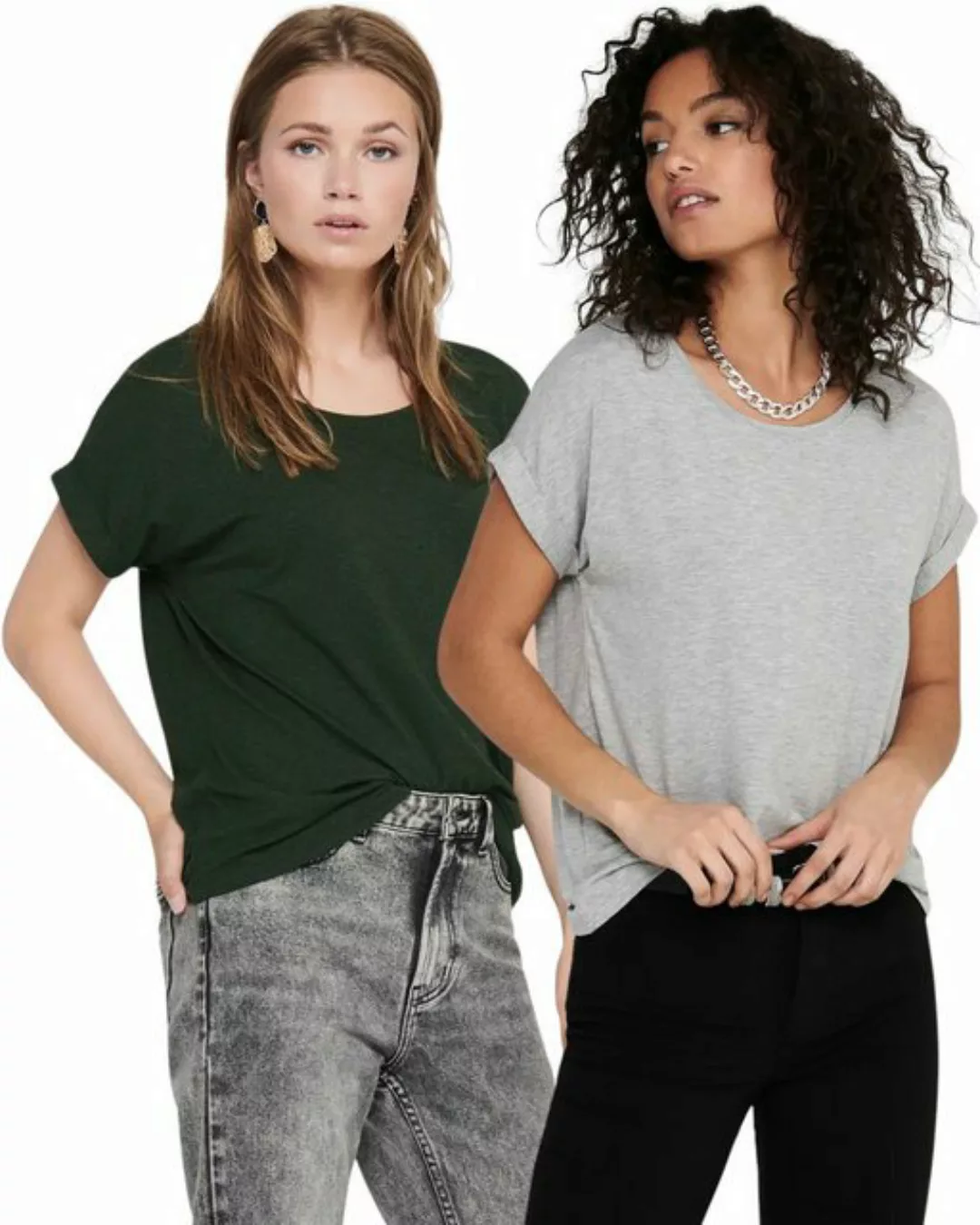 ONLY T-Shirt Stilvolles Basic Shirt mit Rundhalsausschnitt (2er-Pack) unifa günstig online kaufen