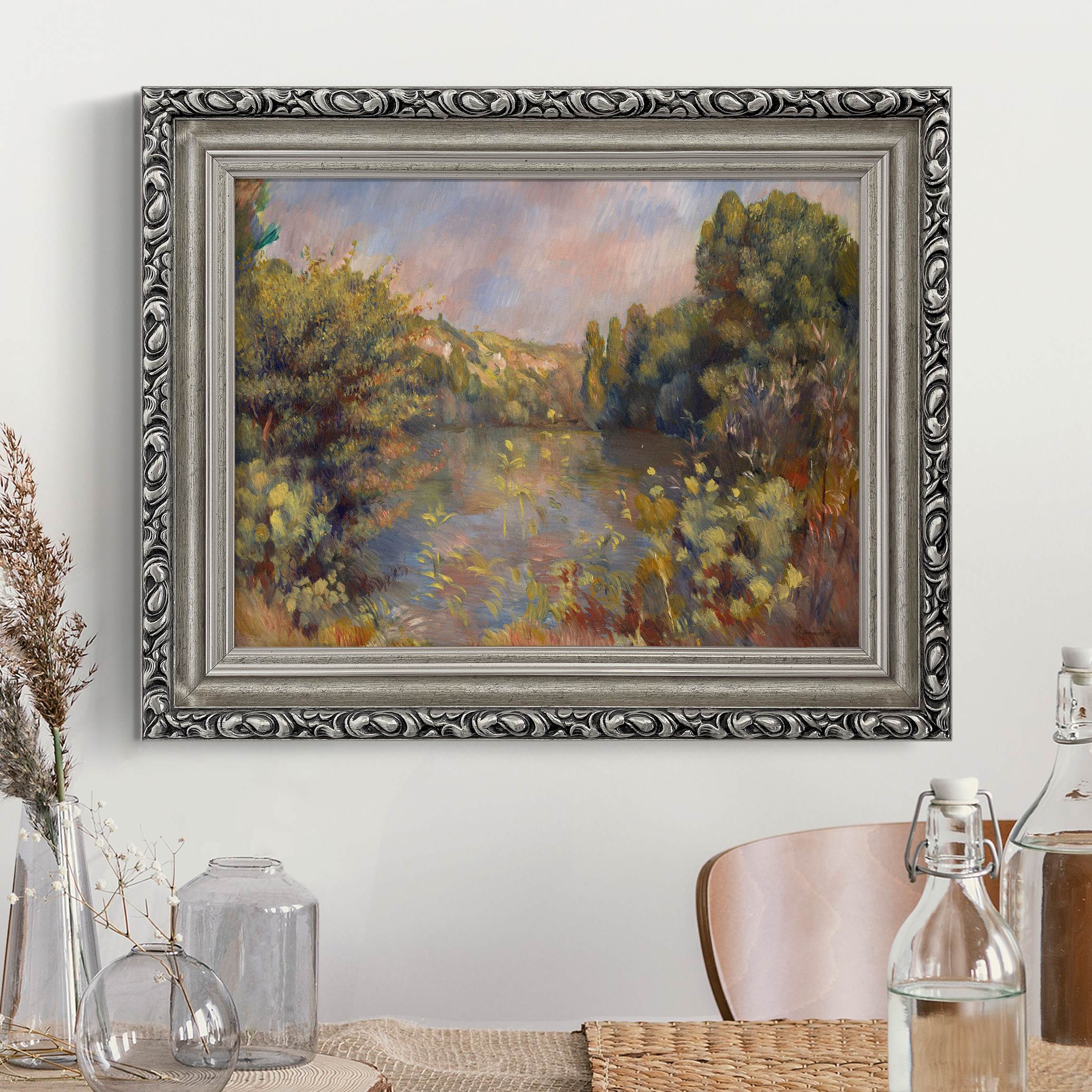 Gerahmtes Leinwandbild Auguste Renoir - Landschaft mit See günstig online kaufen