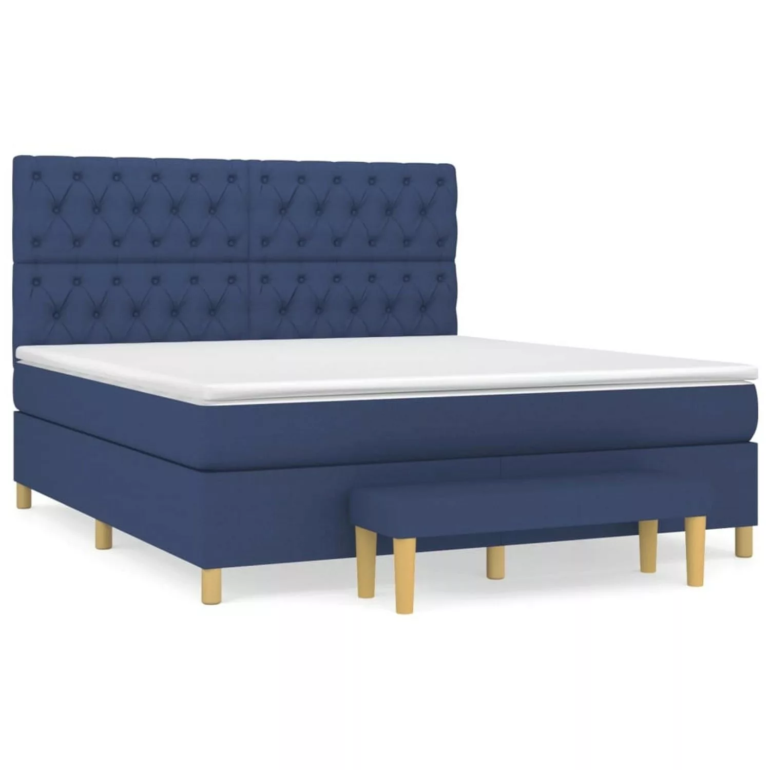 Vidaxl Boxspringbett Mit Matratze Blau 160x200 Cm Stoff günstig online kaufen