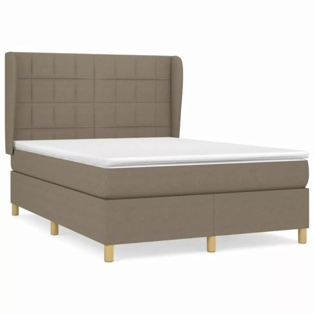 vidaXL Bettgestell Boxspringbett mit Matratze Taupe 140x200 cm Stoff Bett B günstig online kaufen