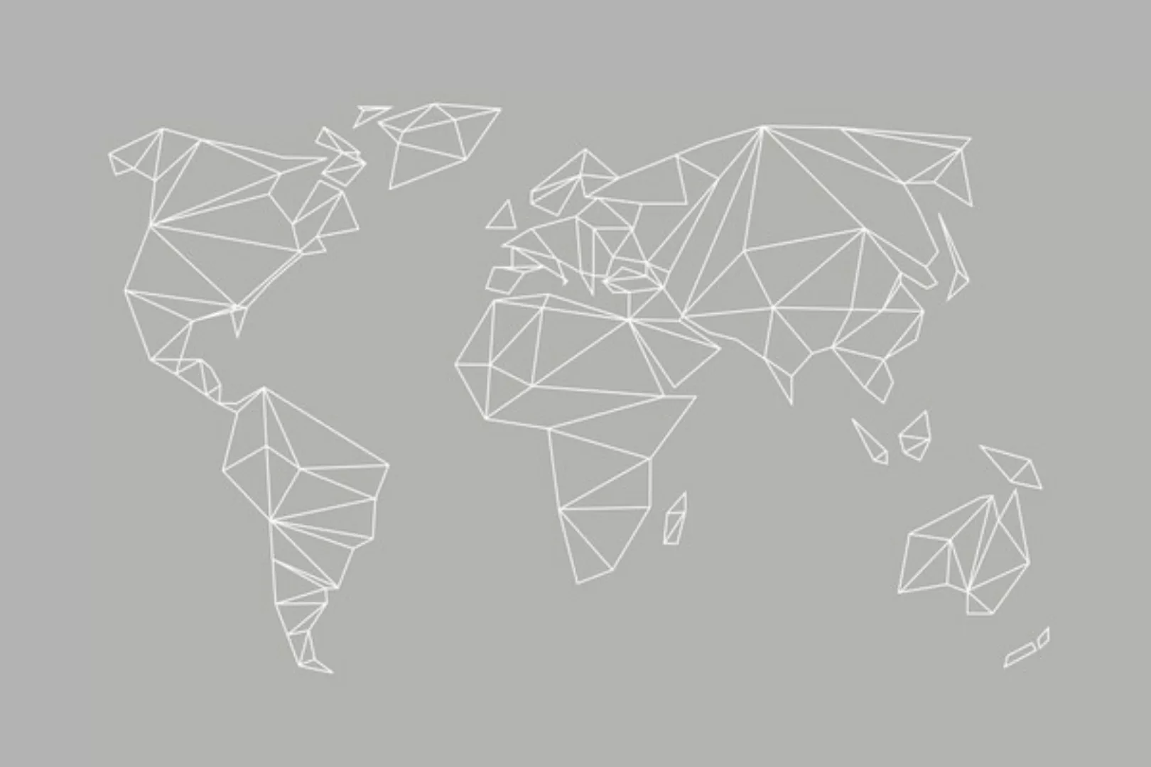 Poster / Leinwandbild - Geometrical World Map Grey günstig online kaufen