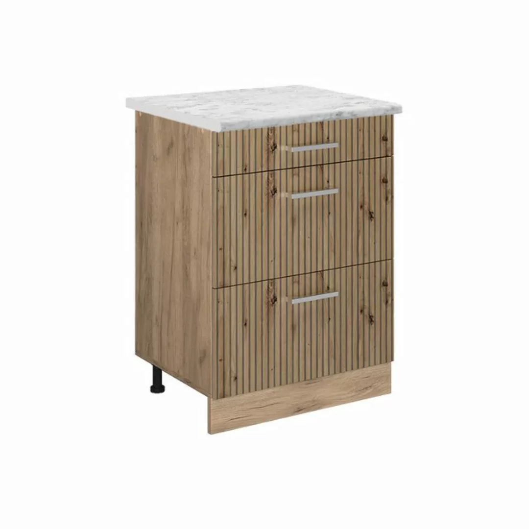 Vicco Unterschrank R-Line, Artisan-Eiche/Goldkraft Eiche, 60 cm AP Marmor günstig online kaufen