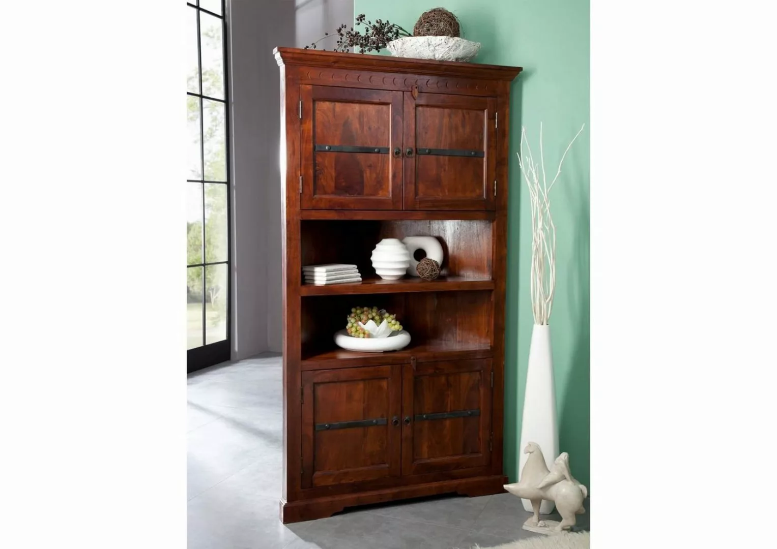 Massivmoebel24 Dreh-/Schwebetürenschrank Eckschrank Akazie 107x54x190 nouga günstig online kaufen