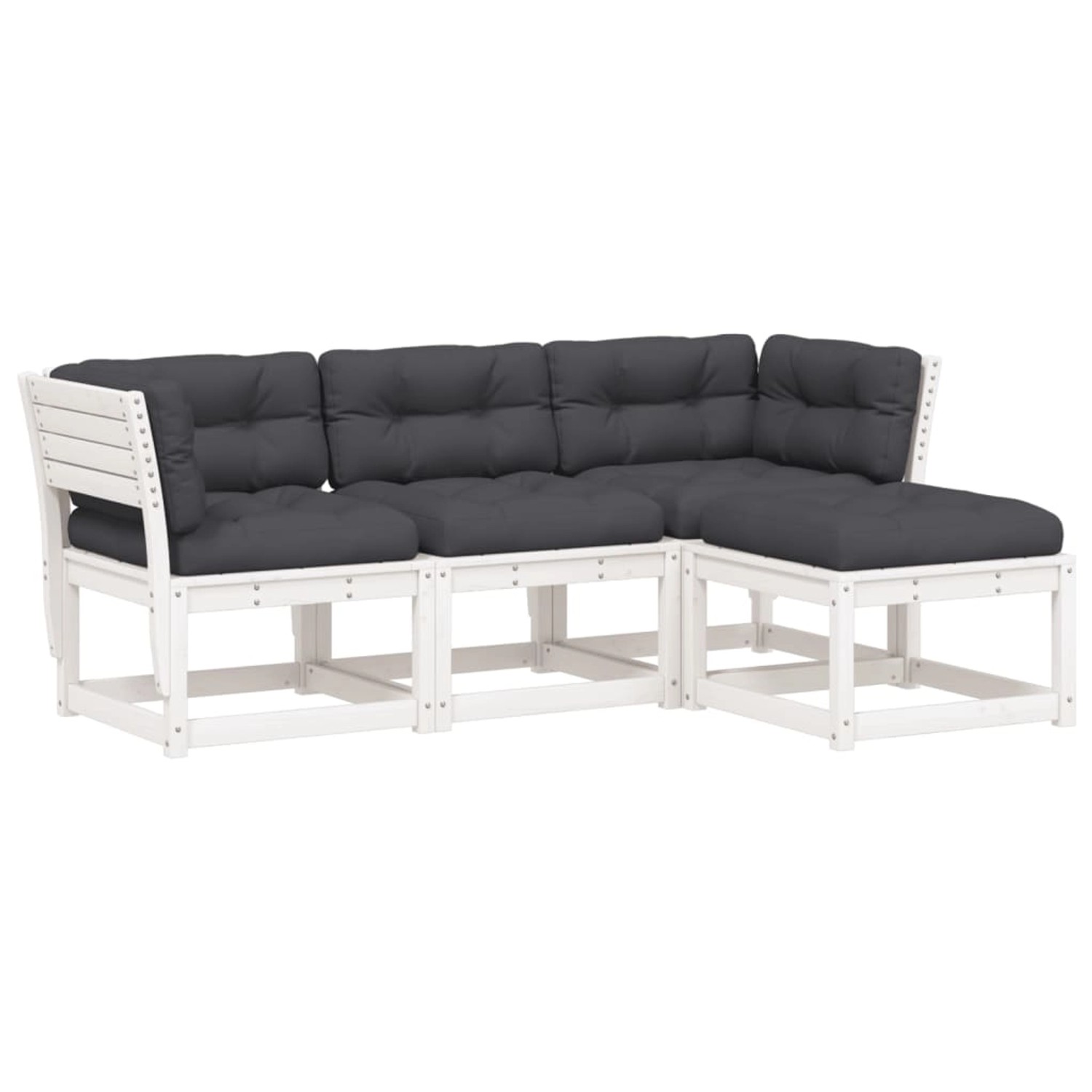 vidaXL 4-Tlg Garten-Lounge-Set mit Kissen Weiß Massivholz Kiefer 3216911 günstig online kaufen