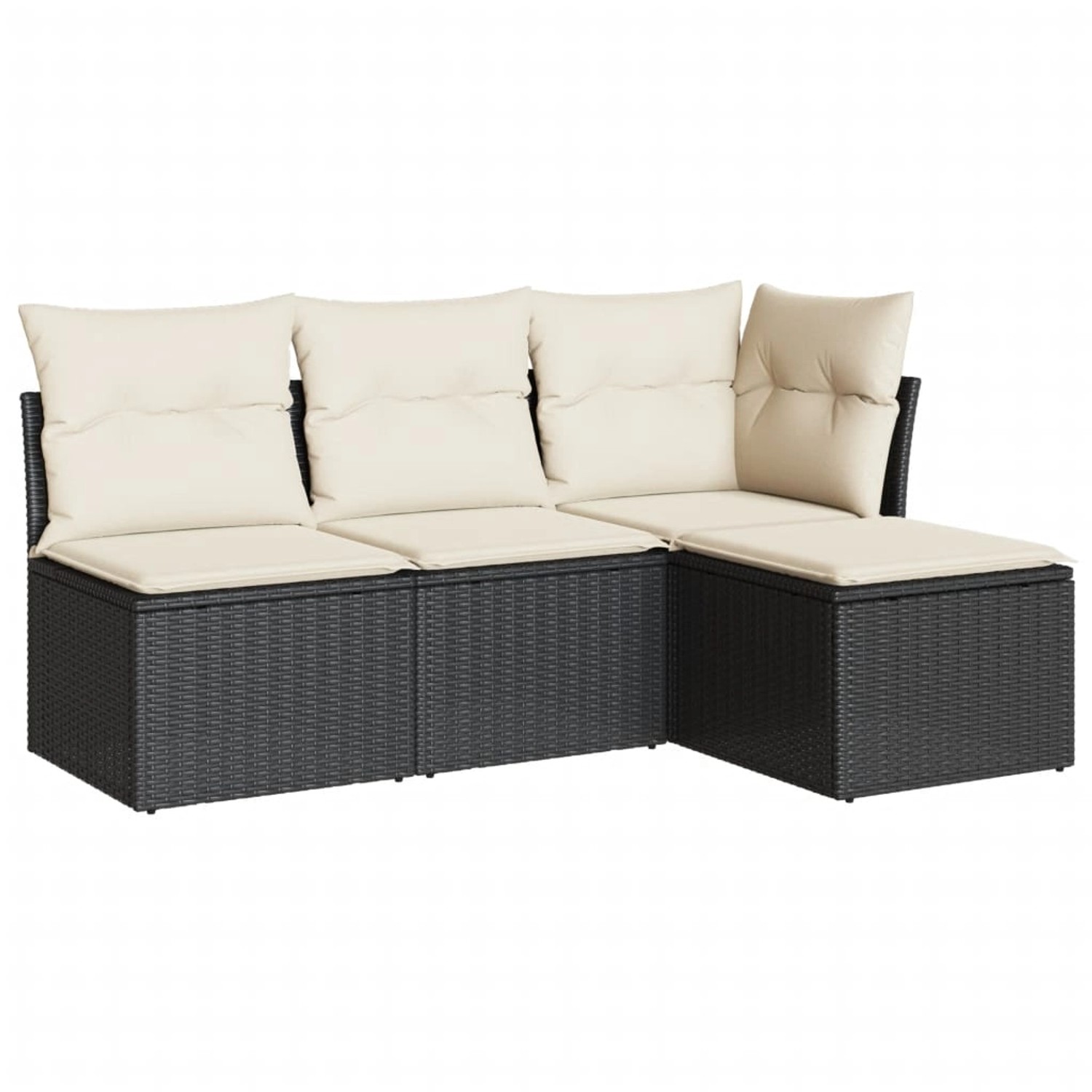 vidaXL 4-tlg Garten-Sofagarnitur mit Kissen Schwarz Poly Rattan Modell 25 günstig online kaufen