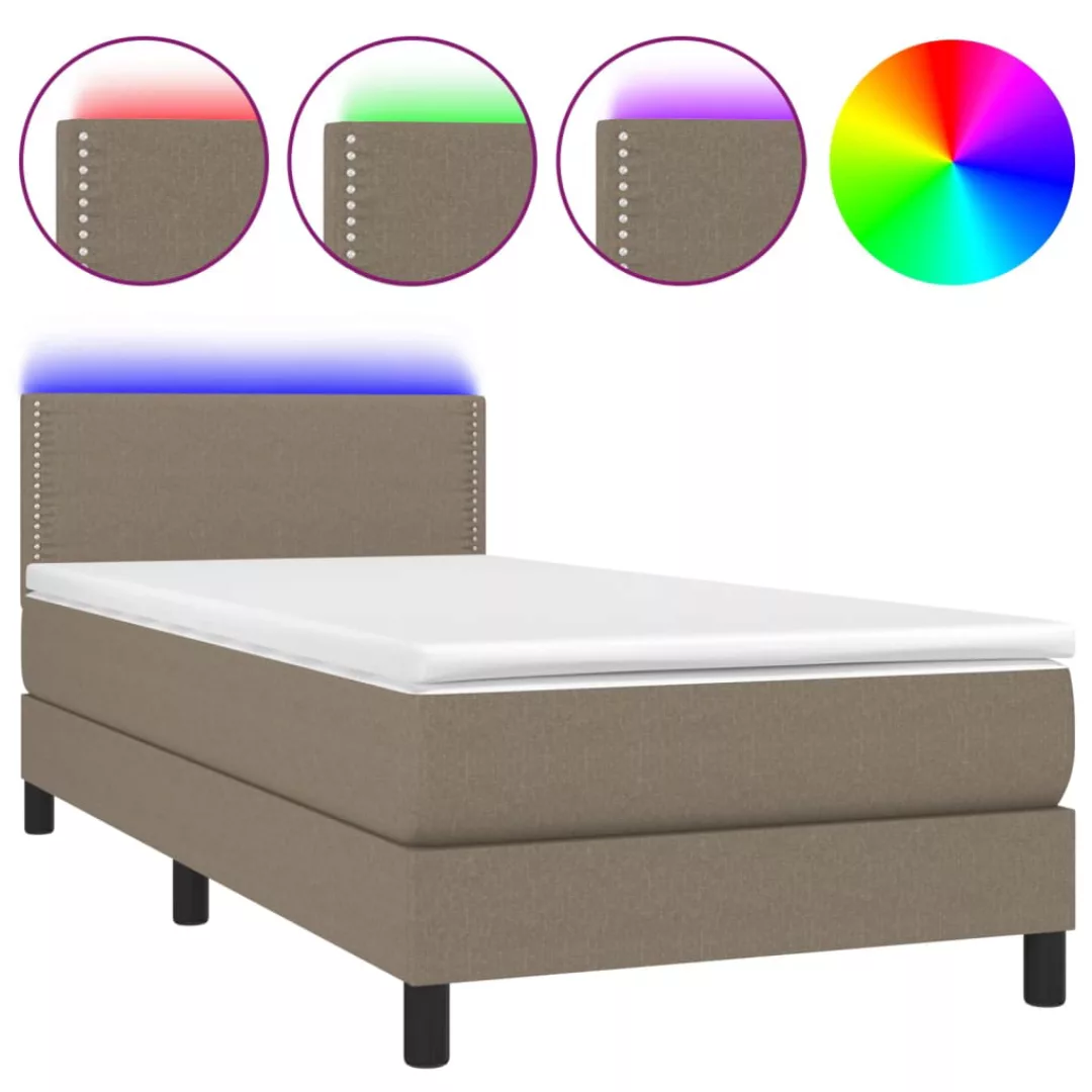 Vidaxl Boxspringbett Mit Matratze & Led Taupe 100x200 Cm Stoff günstig online kaufen