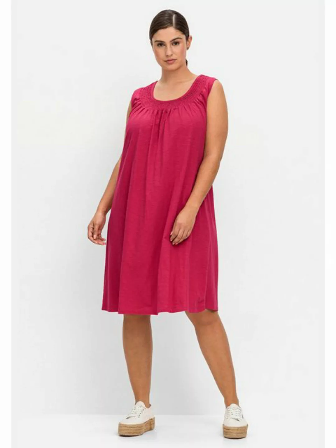 Sheego Jerseykleid Große Größen mit Smok-Einsatz günstig online kaufen