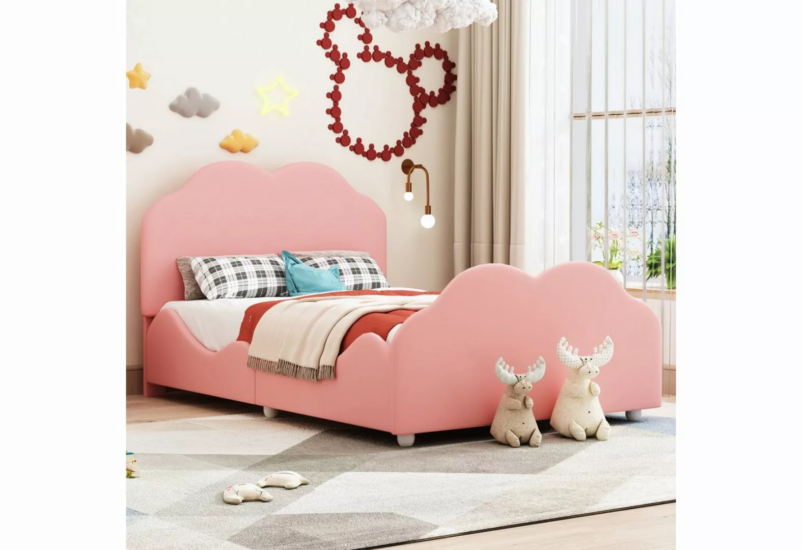 Sweiko Kinderbett, Wolkenförmiges Kopfteil, verstellbares Kopfteil, Polster günstig online kaufen