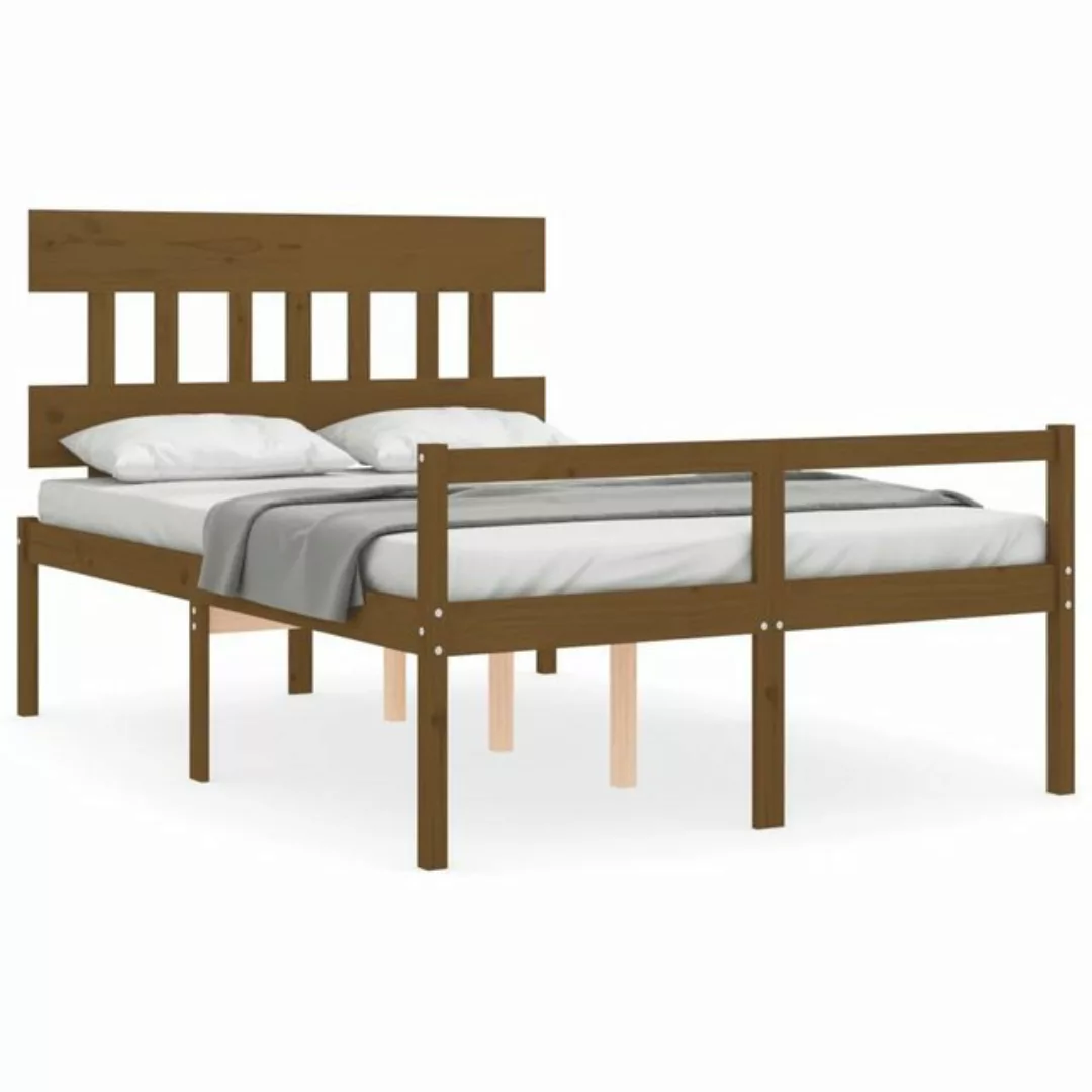 furnicato Bett Seniorenbett mit Kopfteil 140x190 cm Honigbraun Massivholz günstig online kaufen