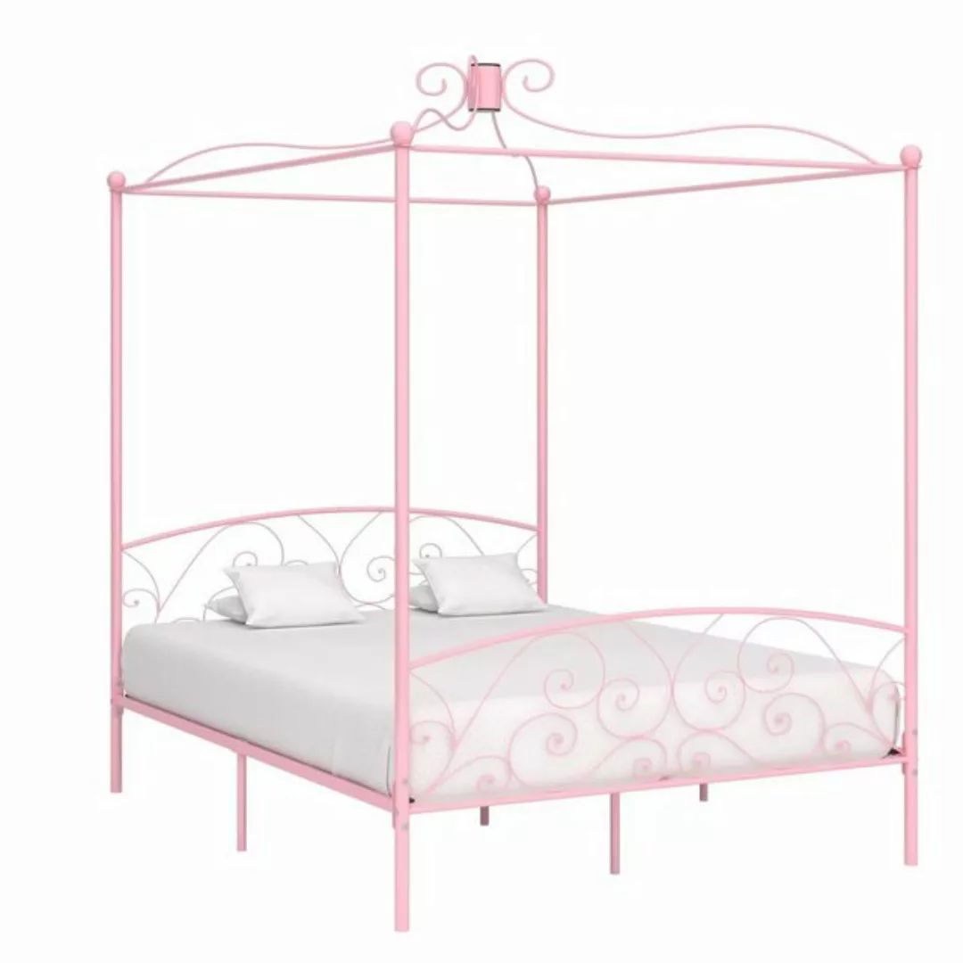 furnicato Bett Himmelbett-Gestell Rosa Metall 160 x 200 cm günstig online kaufen