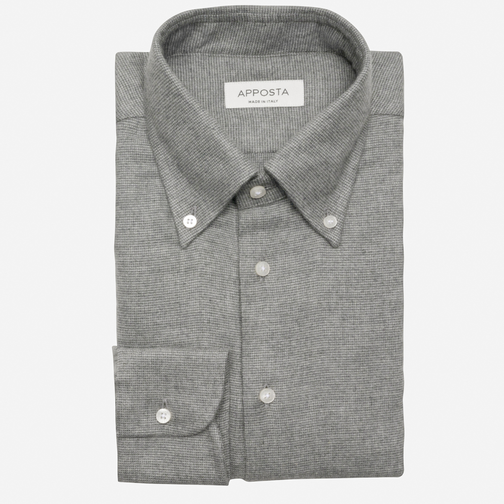 Hemd  strukturen  grau flanell twill doppelt gezwirnt, kragenform  button-d günstig online kaufen