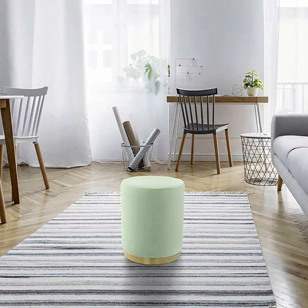 Hocker in Mintgrün Webplüsch günstig online kaufen