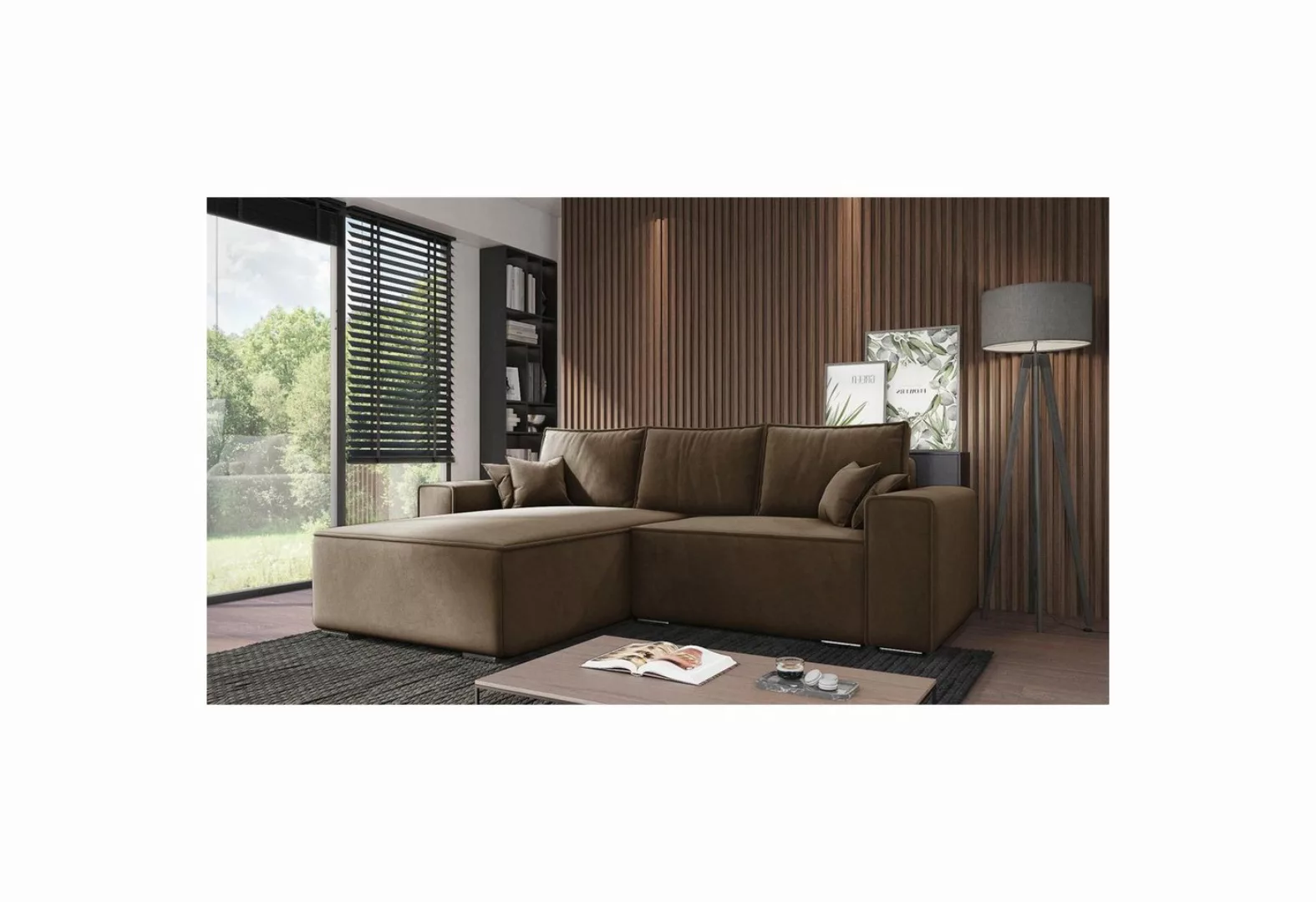 Beautysofa Ecksofa Lores, mit stilvoll Zierleiste, Velours-Bezug, mit Relax günstig online kaufen