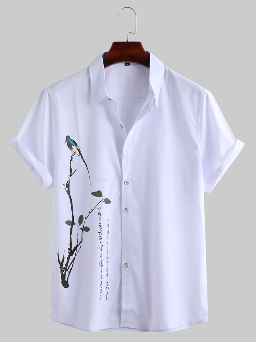 Chinesische Malerei drucken Turndown Collar Kurzarm Casual Shirt günstig online kaufen