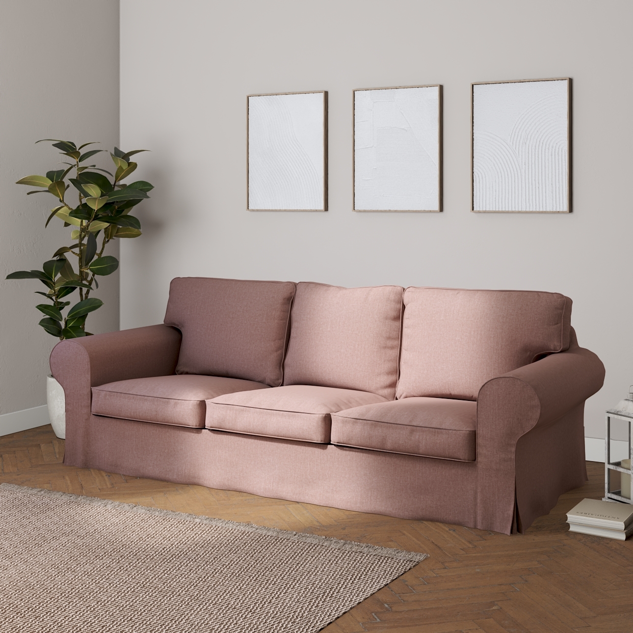 Bezug für Ektorp 3-Sitzer Sofa nicht ausklappbar, altrosa, Sofabezug für Ek günstig online kaufen