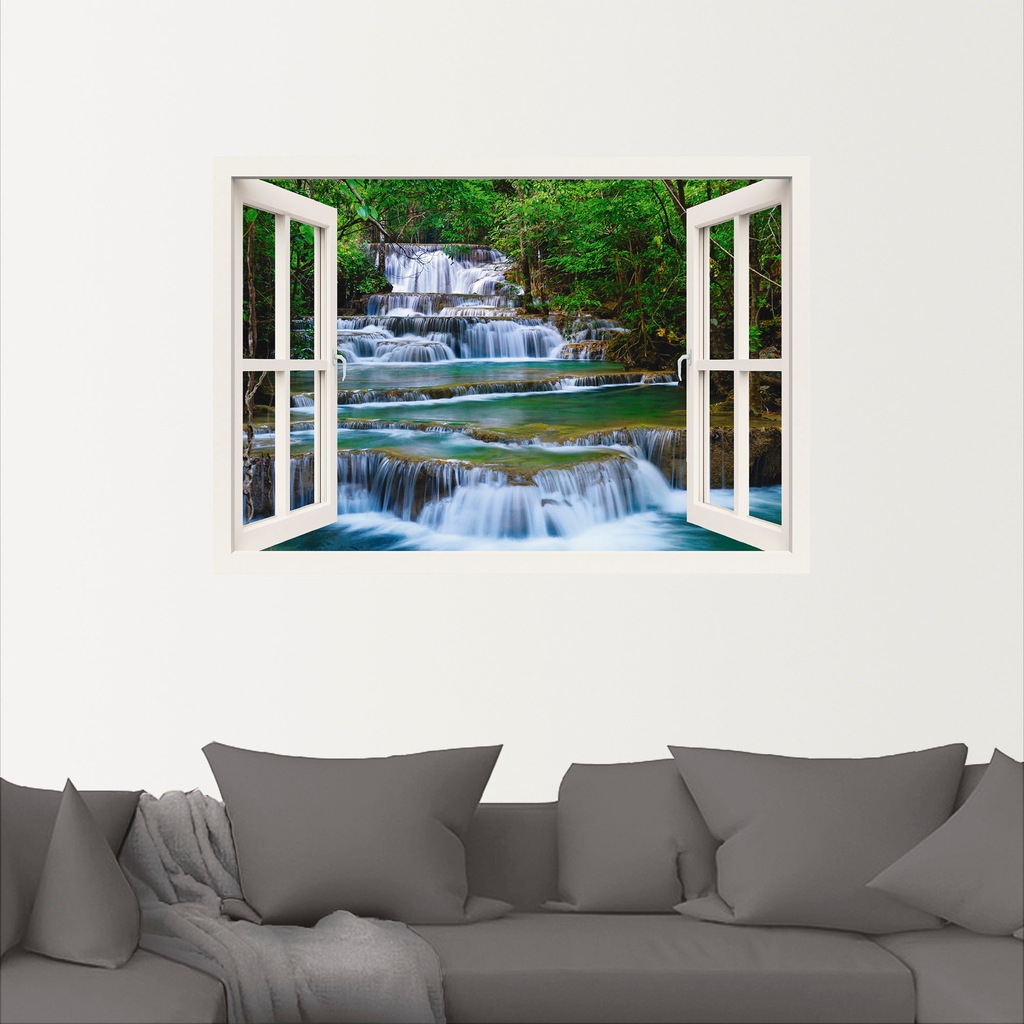 Artland Wandbild »Fensterblick Wasserfall in Kanchanaburi«, Fensterblick, ( günstig online kaufen