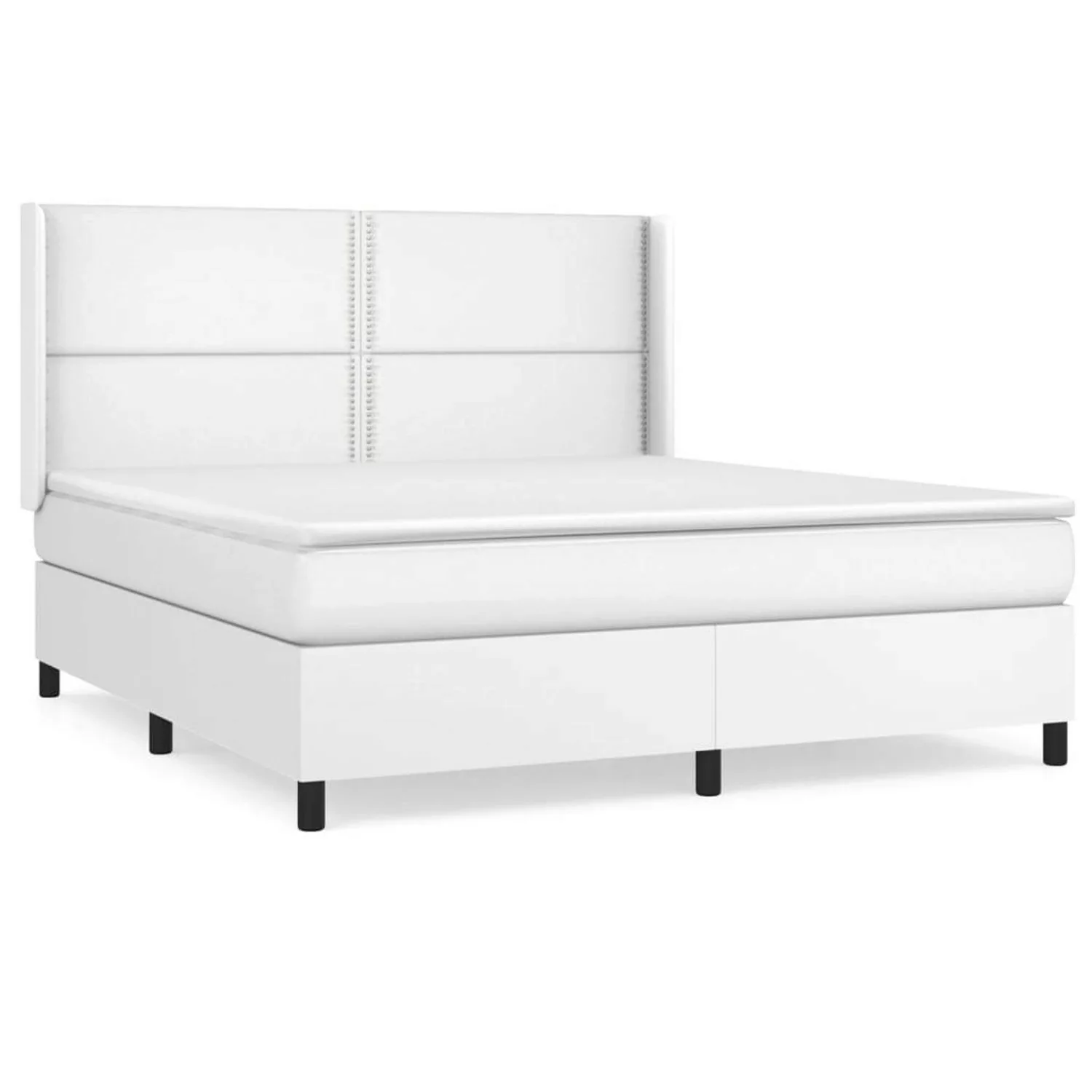 vidaXL Boxspringbett mit Matratze Weiß 160x200 cm Kunstleder1466272 günstig online kaufen