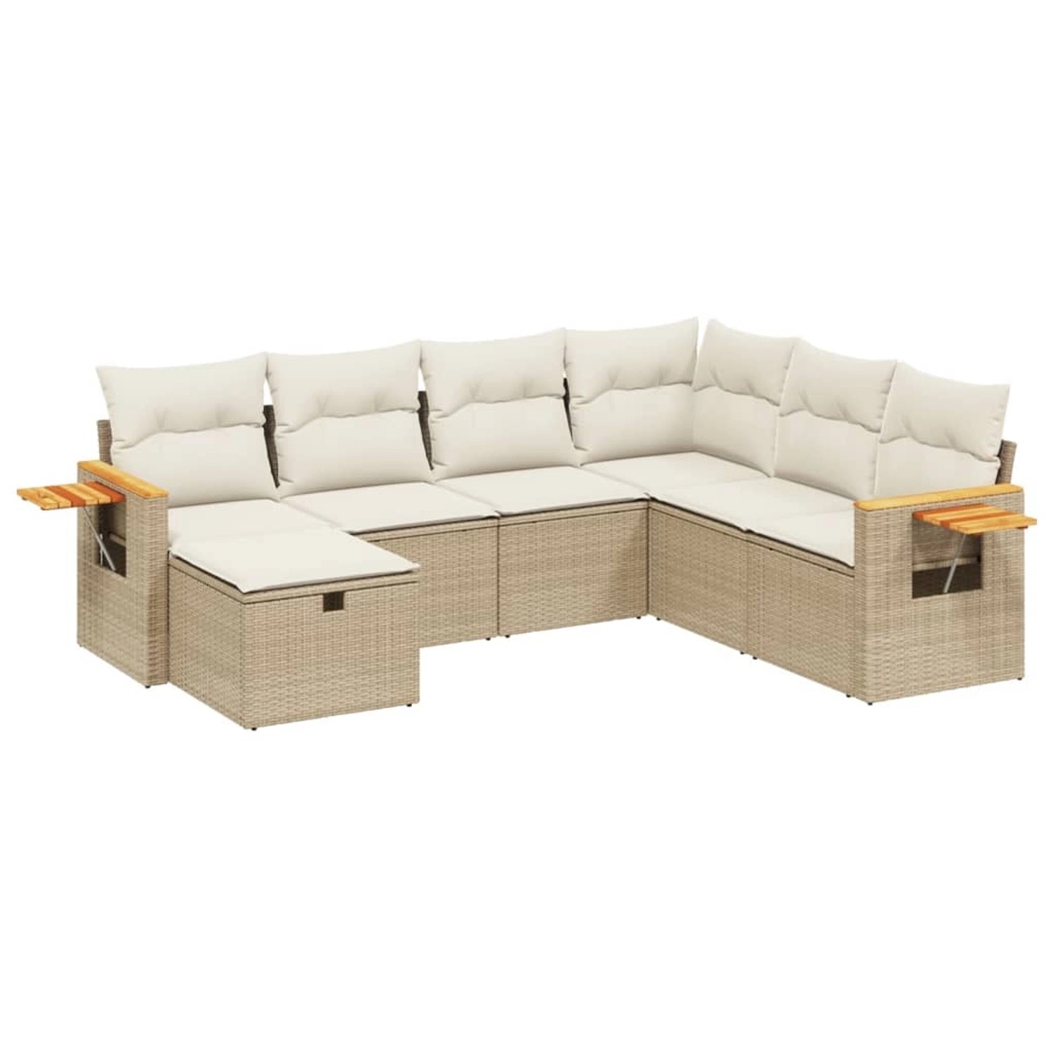 vidaXL 7-Tlg Garten-Sofagarnitur mit Kissen Beige Poly Rattan 3265545 günstig online kaufen