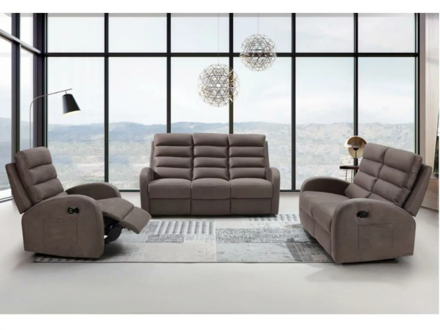 Relaxsofa 3-Sitzer - Stoff - Braun - GIORGIA günstig online kaufen