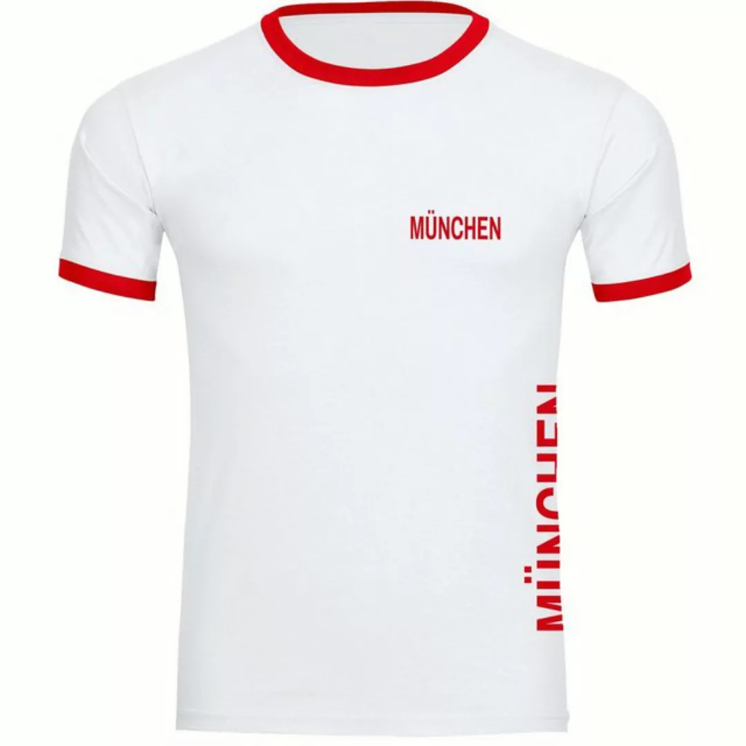 multifanshop T-Shirt Kontrast München rot - Brust & Seite - Männer günstig online kaufen