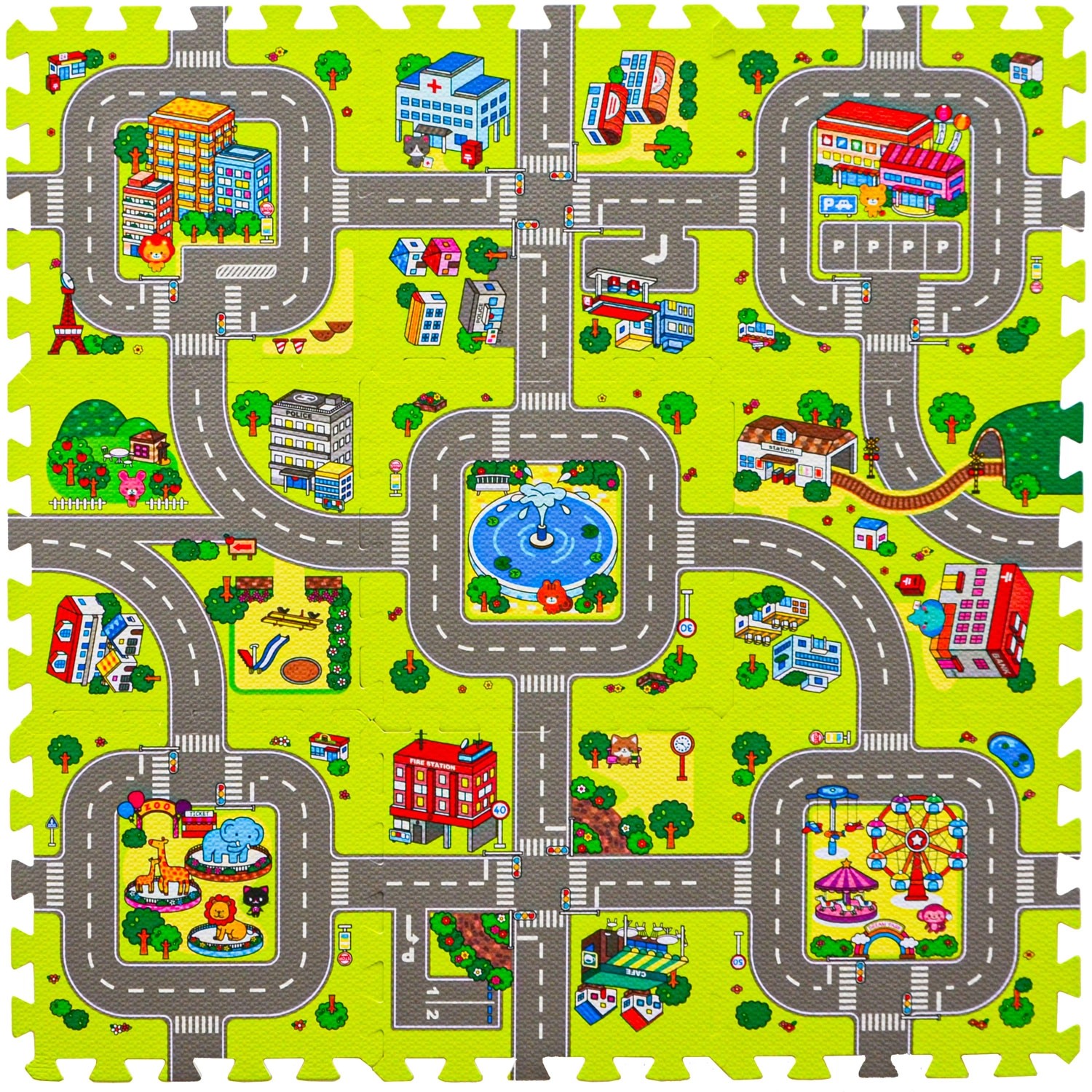 LittleTom Straßen Puzzlematte 9 Teile 30 x 30 cm Spielstraße günstig online kaufen