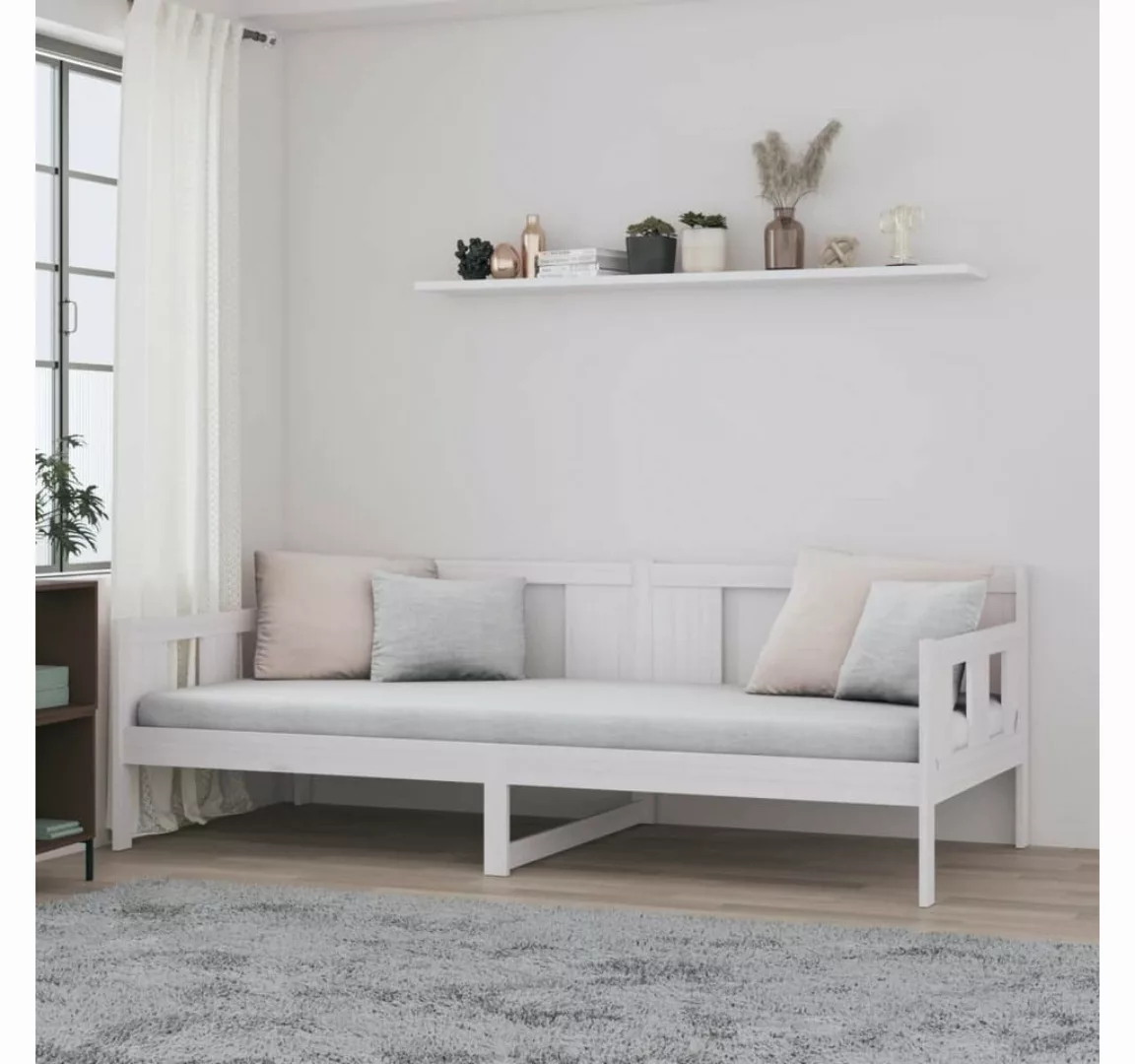 furnicato Bett Tagesbett Weiß Massivholz Kiefer 80x200 cm günstig online kaufen