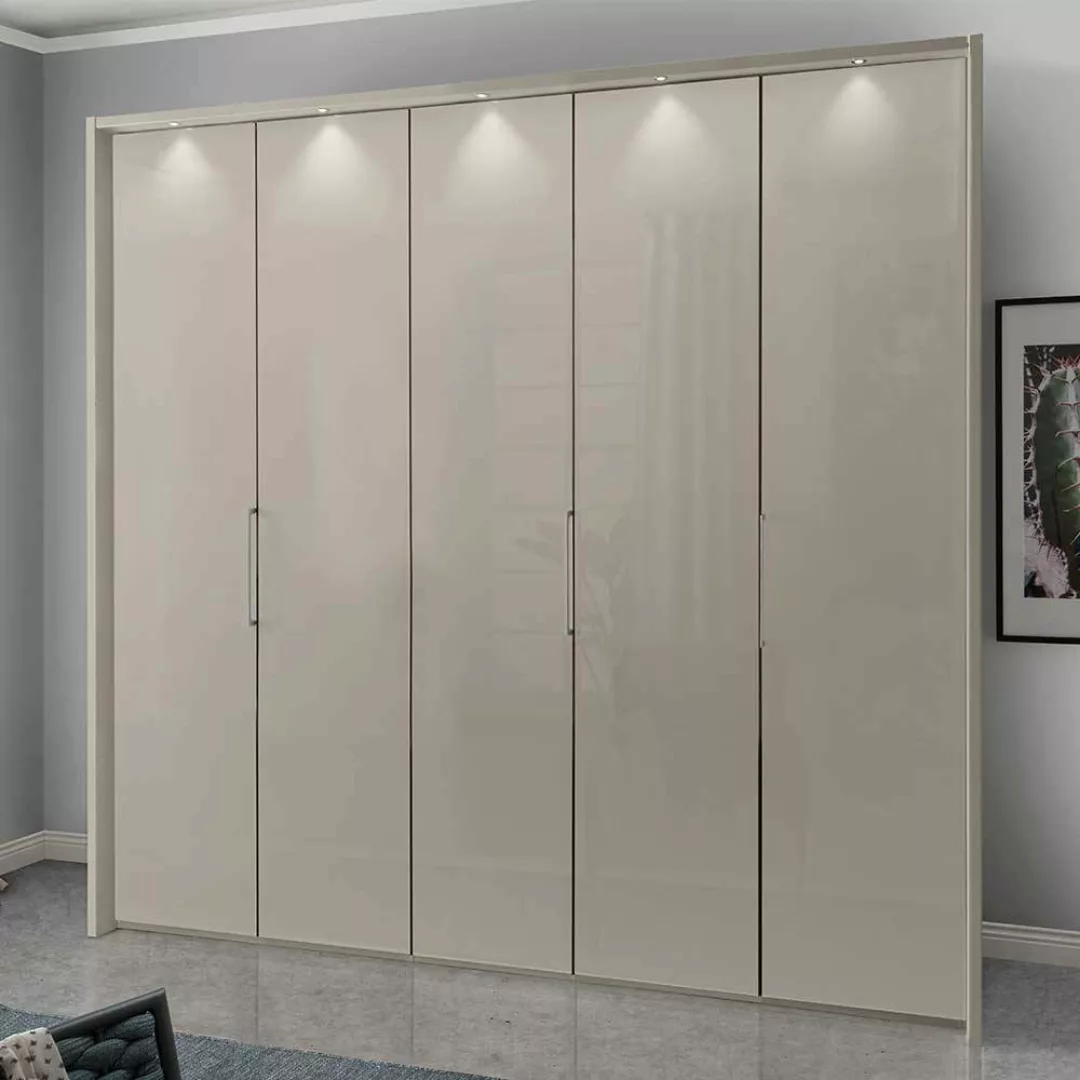 Kleiderschrank Glasfront in Beige Dreh- und Falttüren günstig online kaufen