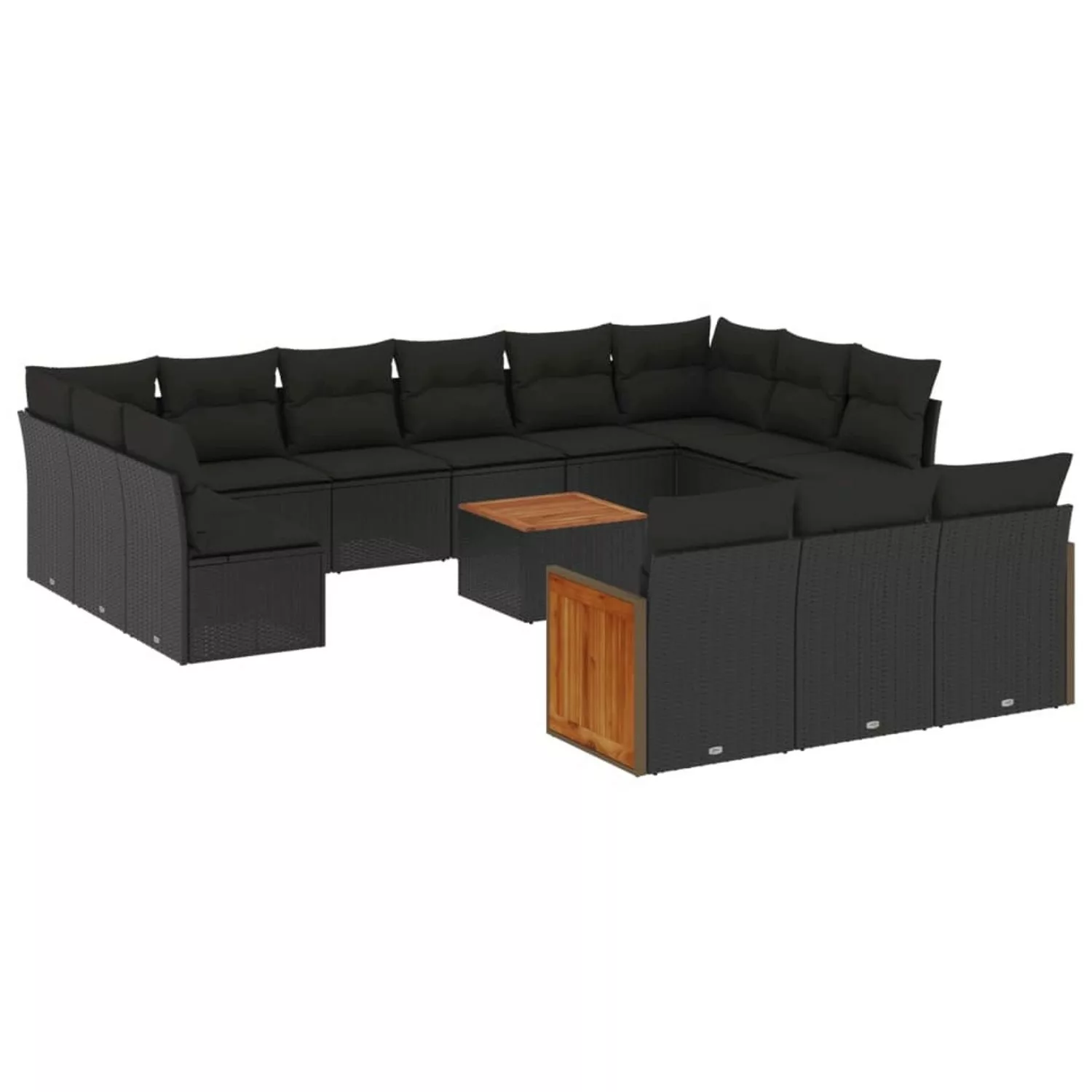 vidaXL 14-tlg Garten-Sofagarnitur mit Kissen Schwarz Poly Rattan Modell 22 günstig online kaufen