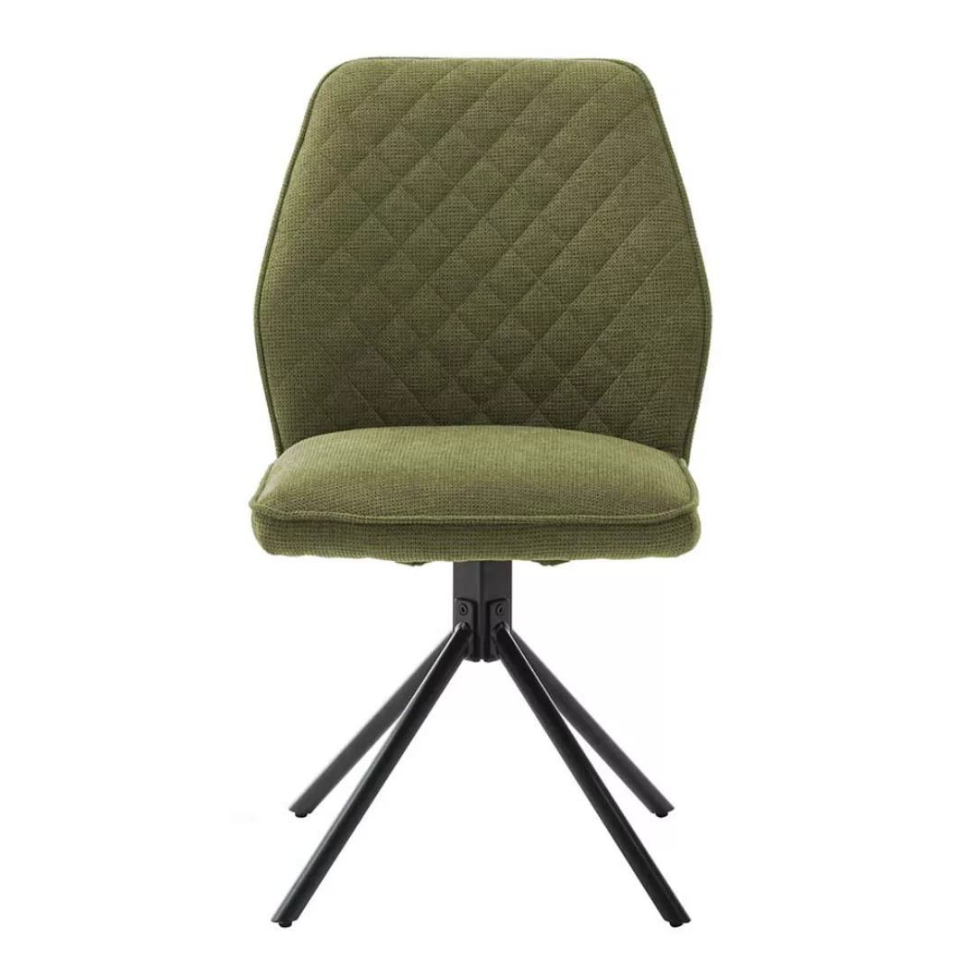 Esstisch Stühle in Oliv Grün Chenillegewebe Metallgestell Schwarz (2er Set) günstig online kaufen