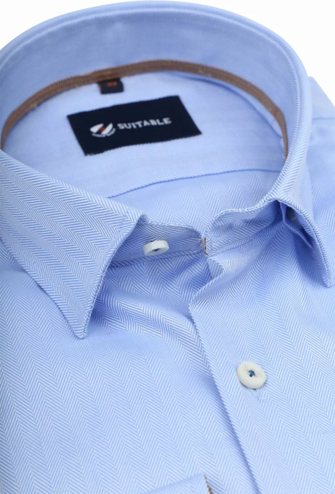 Suitable Hemd Herringbone Hellblau - Größe 42 günstig online kaufen