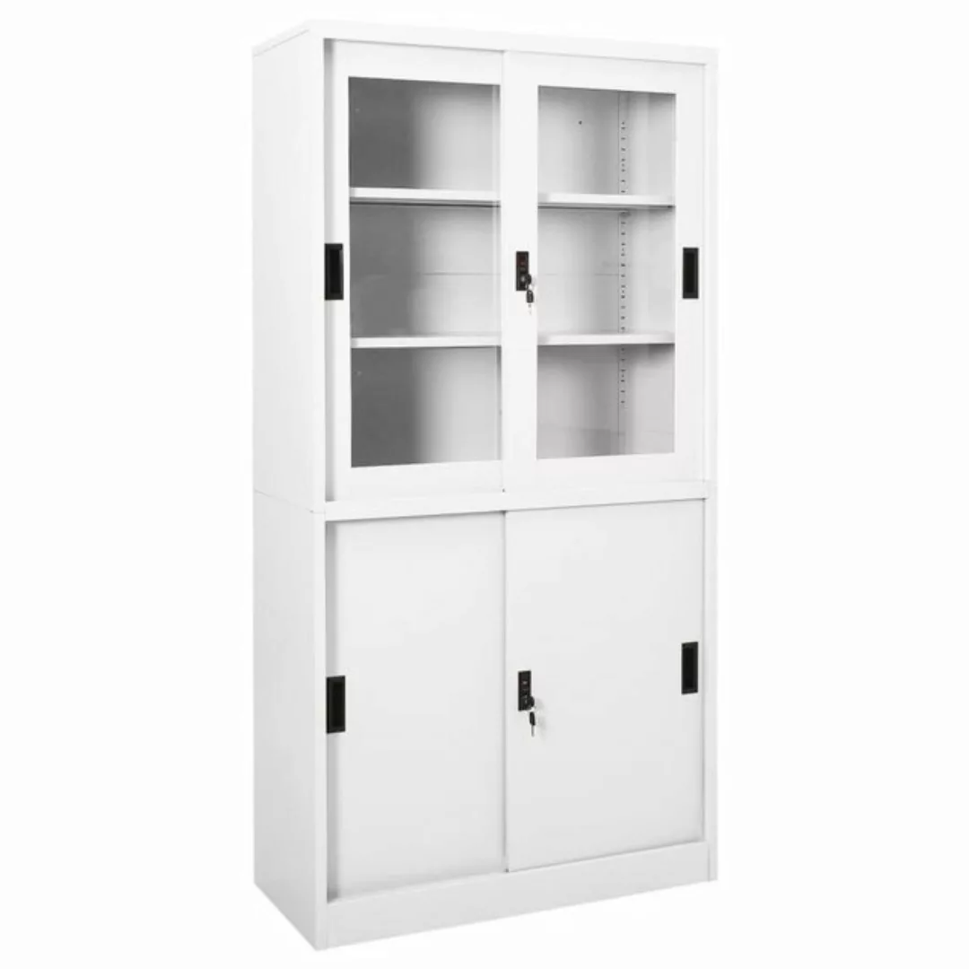 vidaXL Aktenschrank Büroschrank mit Schiebetüren Weiß 90x40x180 cm Stahl (1 günstig online kaufen