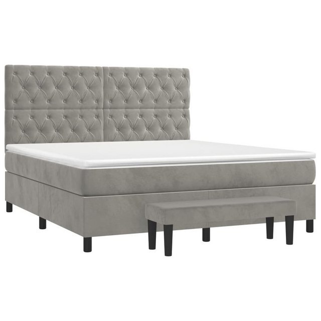 furnicato Bett Boxspringbett mit Matratze Hellgrau 160x200 cm Samt (1-tlg) günstig online kaufen