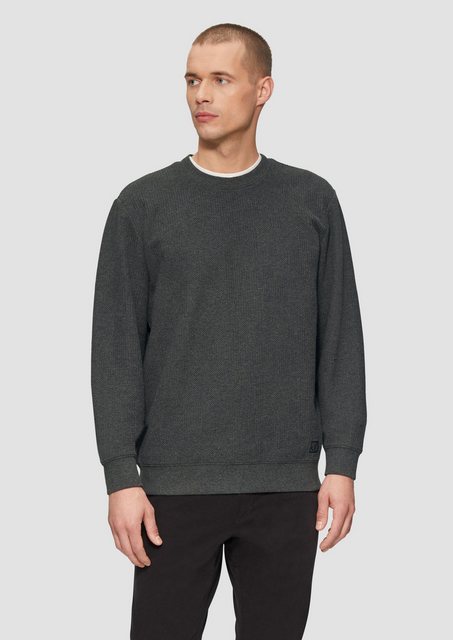 s.Oliver Sweatshirt Sweatshirt aus Jacquard in Strick-Optik Logo günstig online kaufen