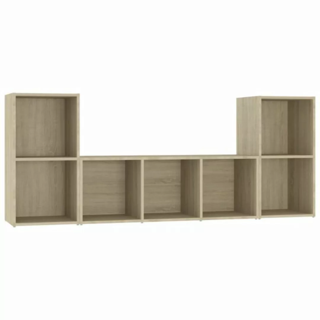 furnicato TV-Schrank 3-tlg. TV-Schrank-Set Sonoma-Eiche Holzwerkstoff günstig online kaufen