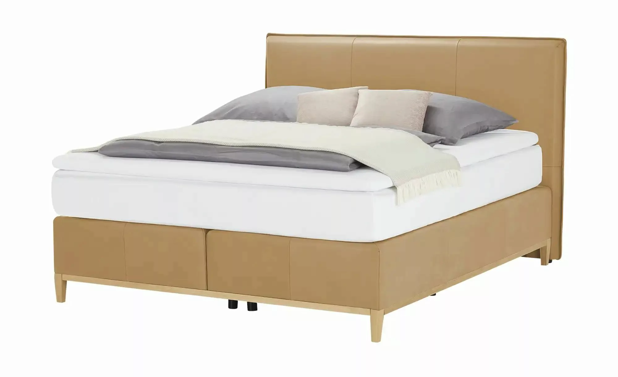 Boxspringbett Echtleder-Bezug Lyon ¦ braun ¦ Maße (cm): B: 148 H: 121 Bette günstig online kaufen