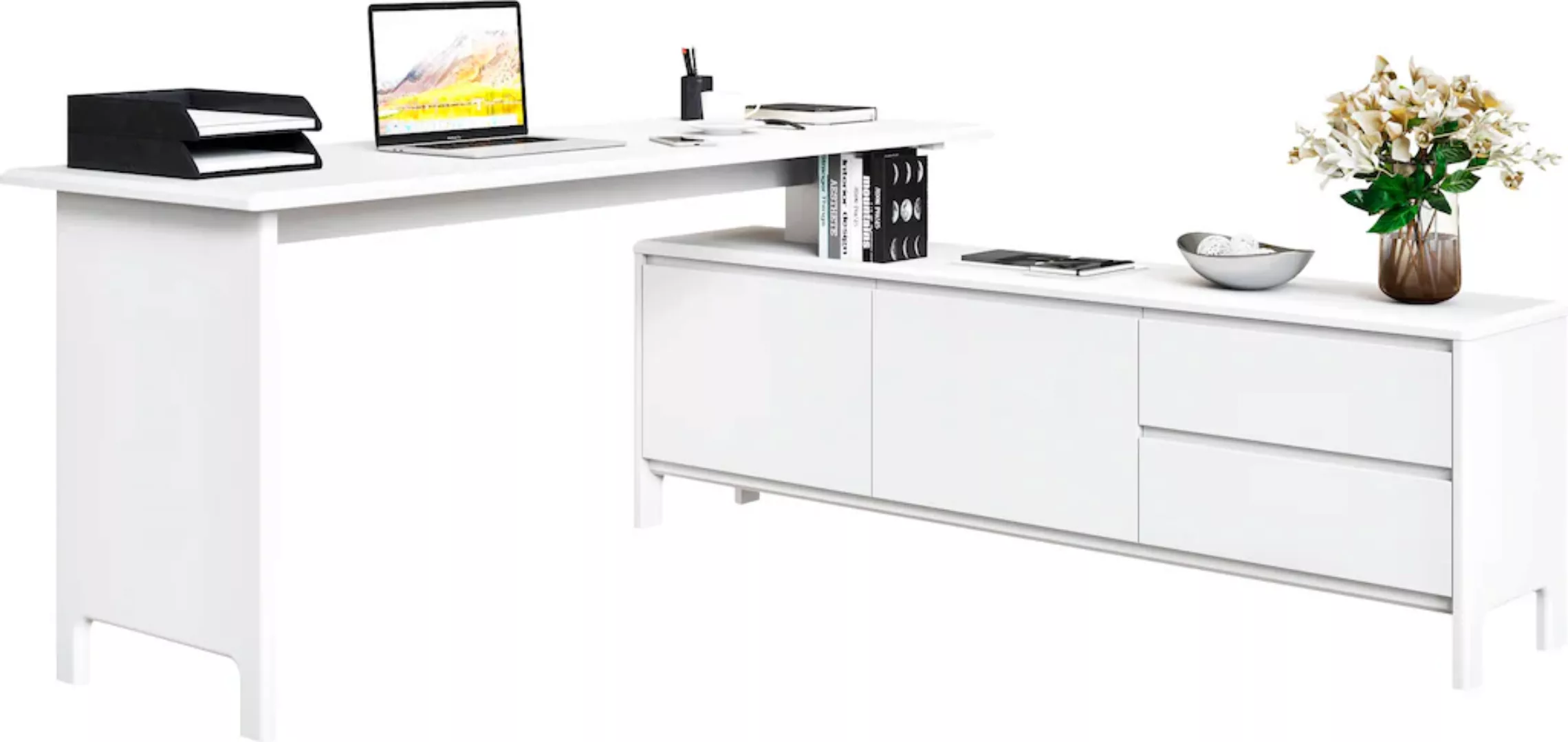 Home affaire Schreibtisch "Luven", Breite 170-304 cm, Eckschreibtisch aus M günstig online kaufen